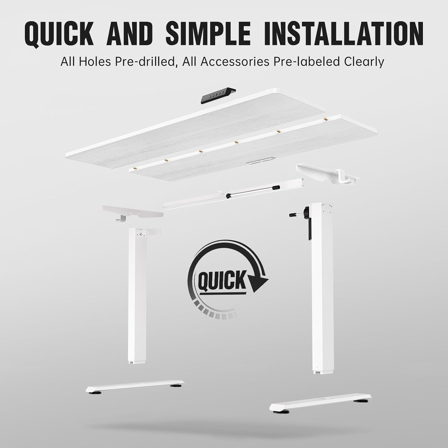 image:imageVeken 472 Inch Large Electric Standing Desk Gaming Table Brown Height Adjustable Sit Stand Up Computer Tables for Home Office Study Writing Suit students employees and group workWhite