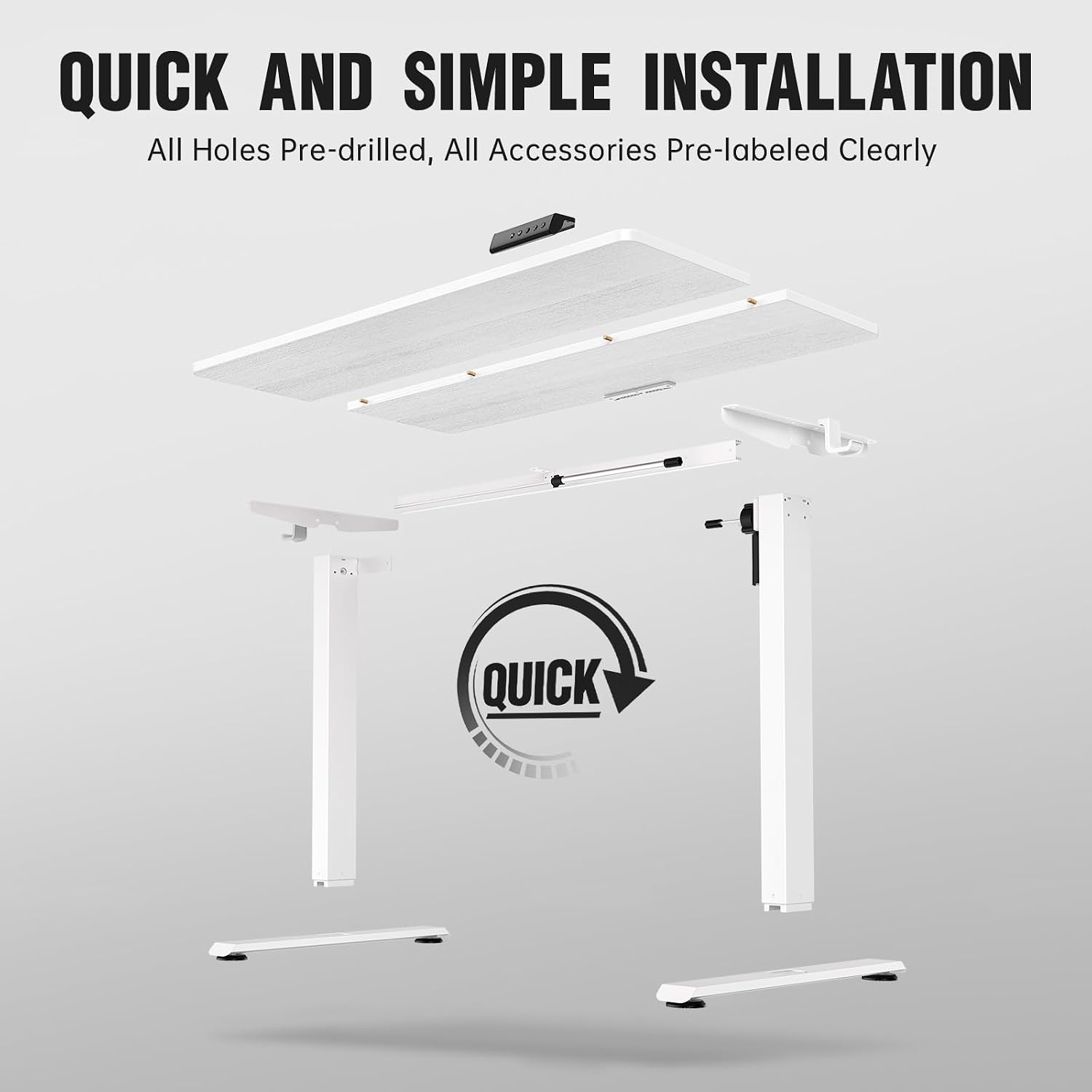 image:imageVeken 472 Inch Large Electric Standing Desk Gaming Table Brown Height Adjustable Sit Stand Up Computer Tables for Home Office Study Writing Suit students employees and group workWhite