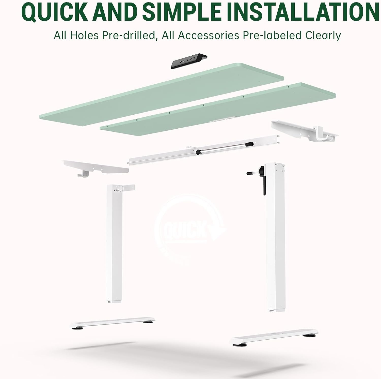 image:imageVeken 472 Inch Large Electric Standing Desk Gaming Table Brown Height Adjustable Sit Stand Up Computer Tables for Home Office Study Writing Suit students employees and group workGreen