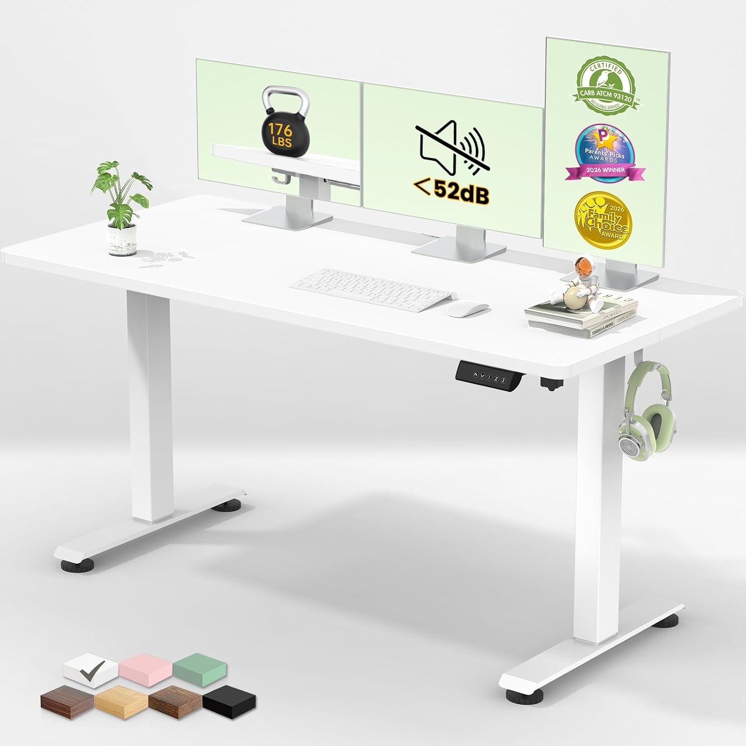 image:imageVeken 472 Inch Large Electric Standing Desk Gaming Table Brown Height Adjustable Sit Stand Up Computer Tables for Home Office Study Writing Suit students employees and group workWhite