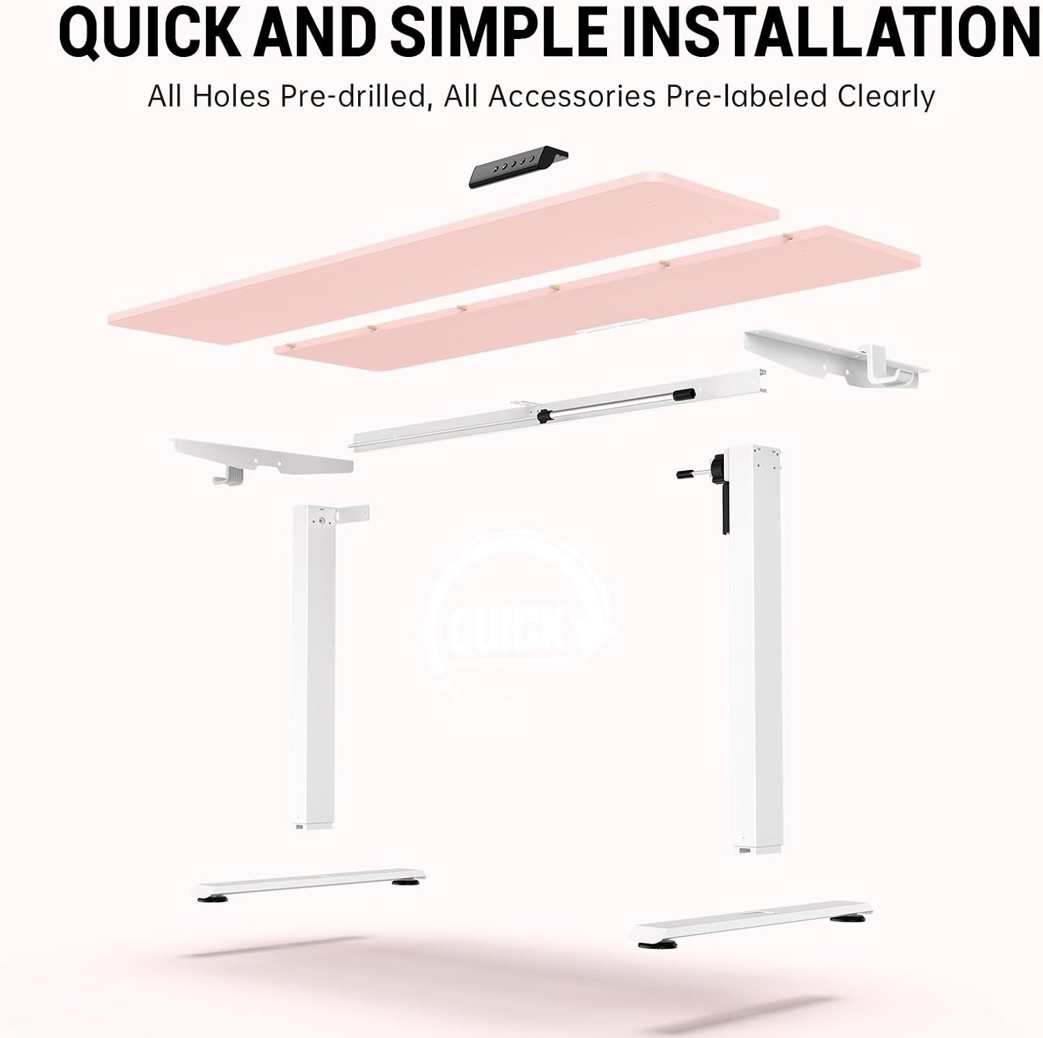 image:imageVeken 472 Inch Large Electric Standing Desk Gaming Table Brown Height Adjustable Sit Stand Up Computer Tables for Home Office Study Writing Suit students employees and group workPink