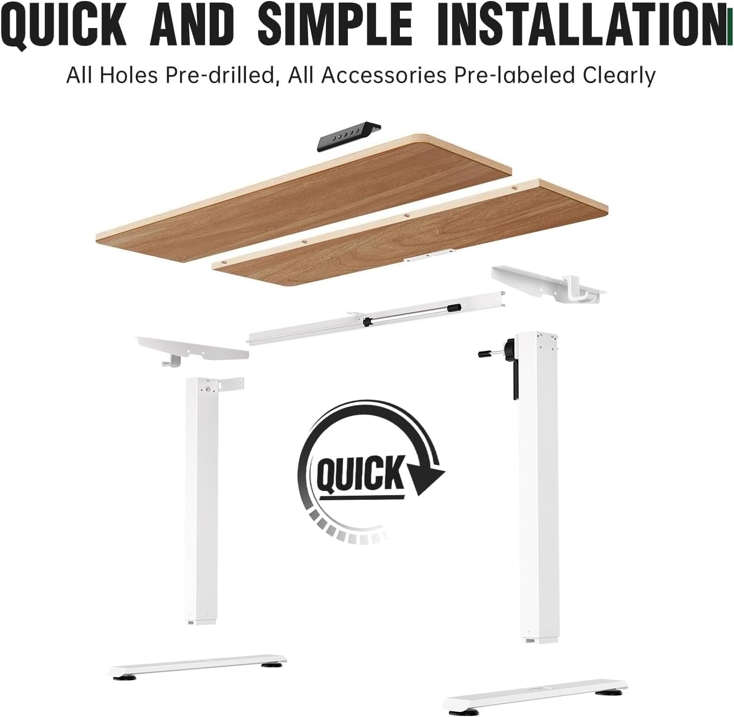 image:imageVeken 472 Inch Large Electric Standing Desk Gaming Table Brown Height Adjustable Sit Stand Up Computer Tables for Home Office Study Writing Suit students employees and group workNatural Wood