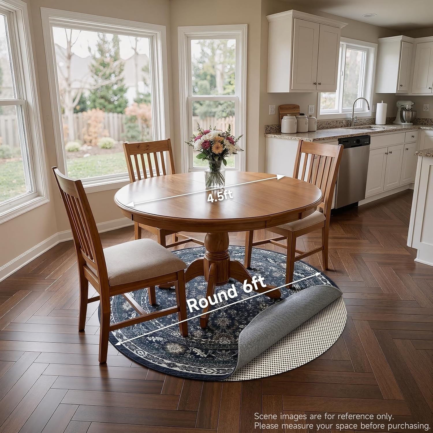 image:imageVeken 6 Ft Round Rug Pad Gripper for Hardwood Floors Non Slip Circle Rug Pads for Area Rugs Thick Rug Grippers for Tile Floors Under Carpet Anti Skid Mat Keep Your Rugs Safe and in Place6 Round