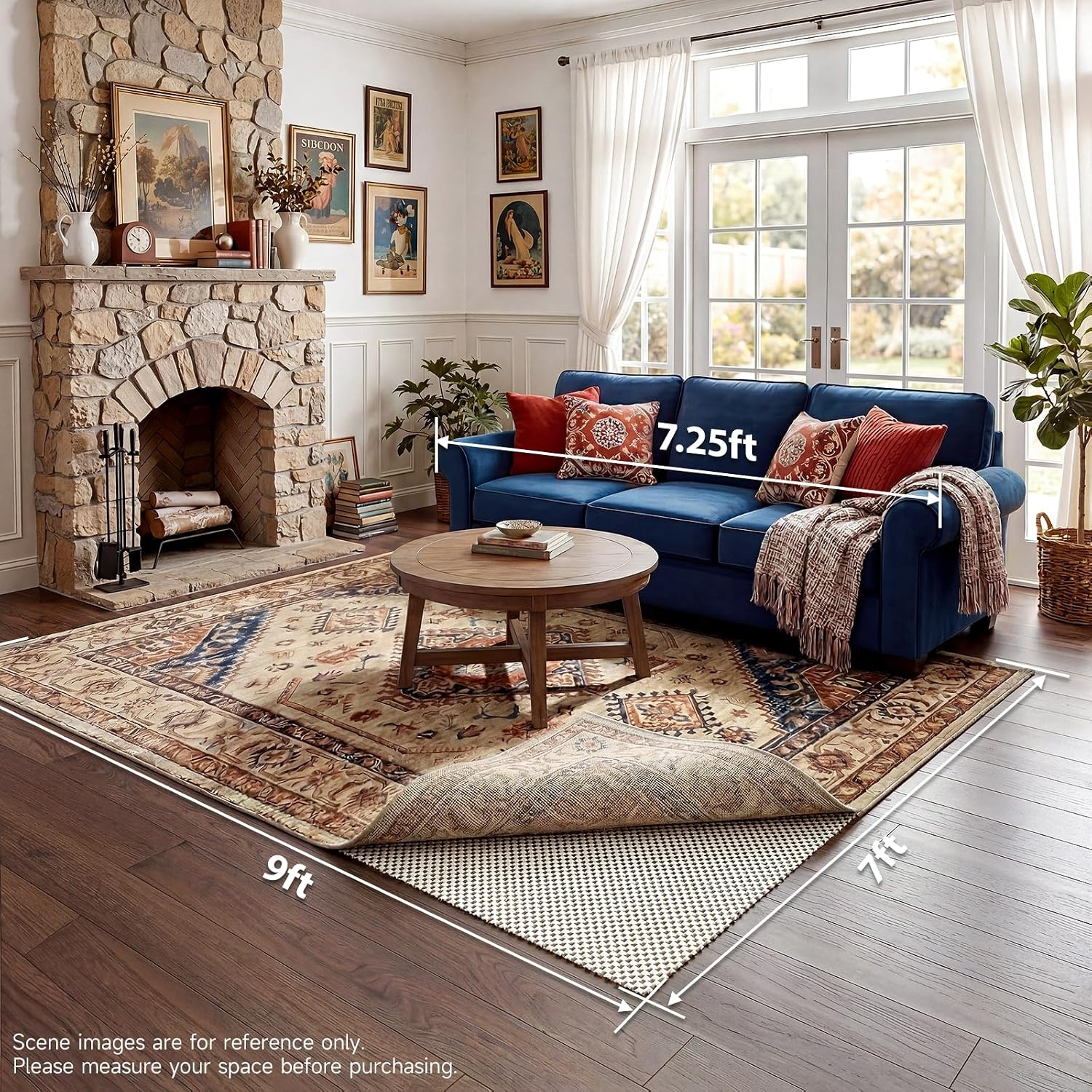 image:imageVeken 6 Ft Round Rug Pad Gripper for Hardwood Floors Non Slip Circle Rug Pads for Area Rugs Thick Rug Grippers for Tile Floors Under Carpet Anti Skid Mat Keep Your Rugs Safe and in Place7 x 9 Rectangular