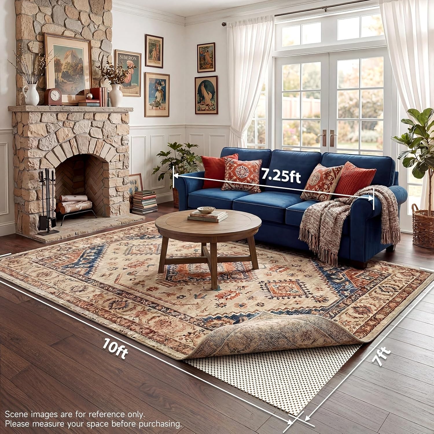 image:imageVeken 6 Ft Round Rug Pad Gripper for Hardwood Floors Non Slip Circle Rug Pads for Area Rugs Thick Rug Grippers for Tile Floors Under Carpet Anti Skid Mat Keep Your Rugs Safe and in Place7 x 10 Rectangular