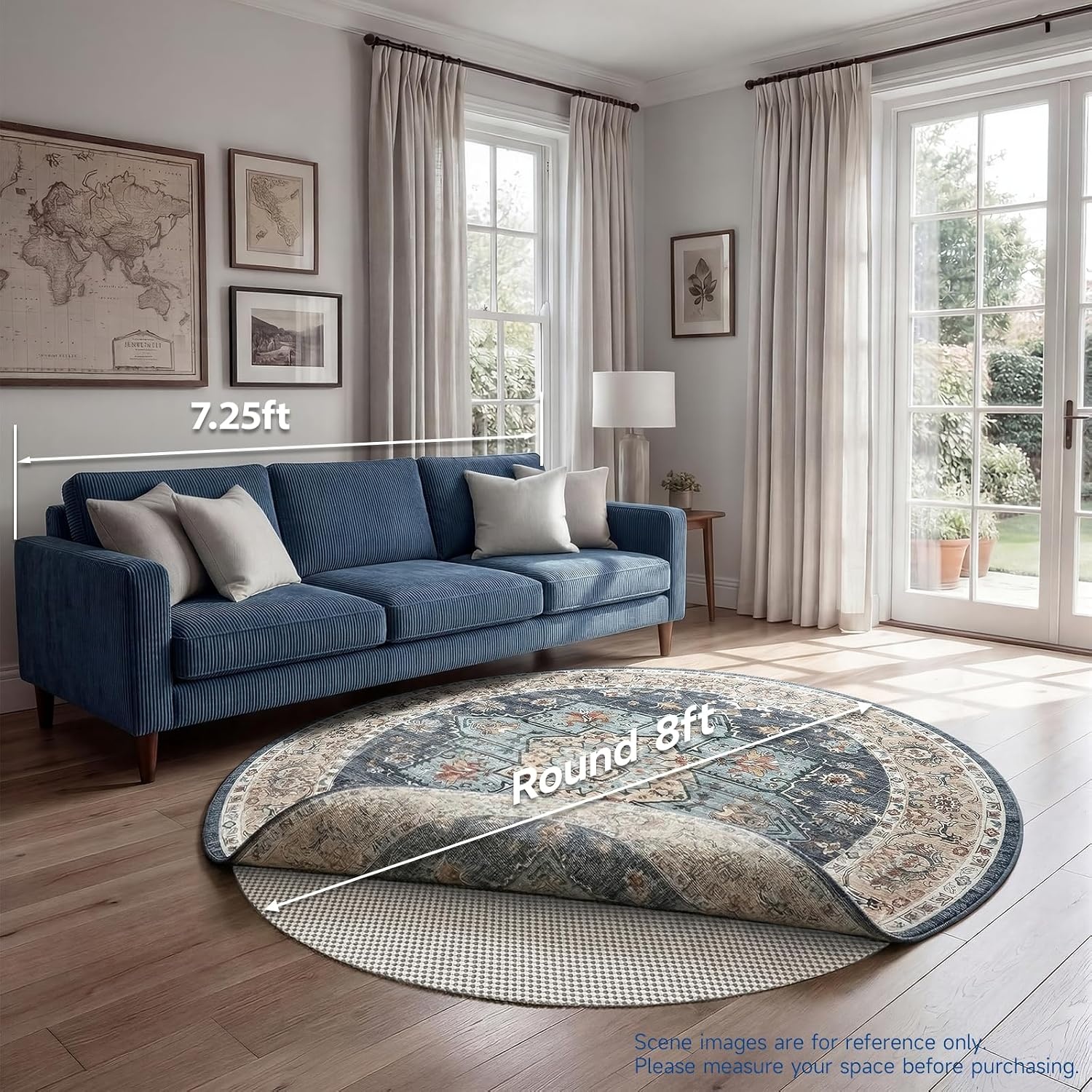 image:imageVeken 6 Ft Round Rug Pad Gripper for Hardwood Floors Non Slip Circle Rug Pads for Area Rugs Thick Rug Grippers for Tile Floors Under Carpet Anti Skid Mat Keep Your Rugs Safe and in Place8 Round