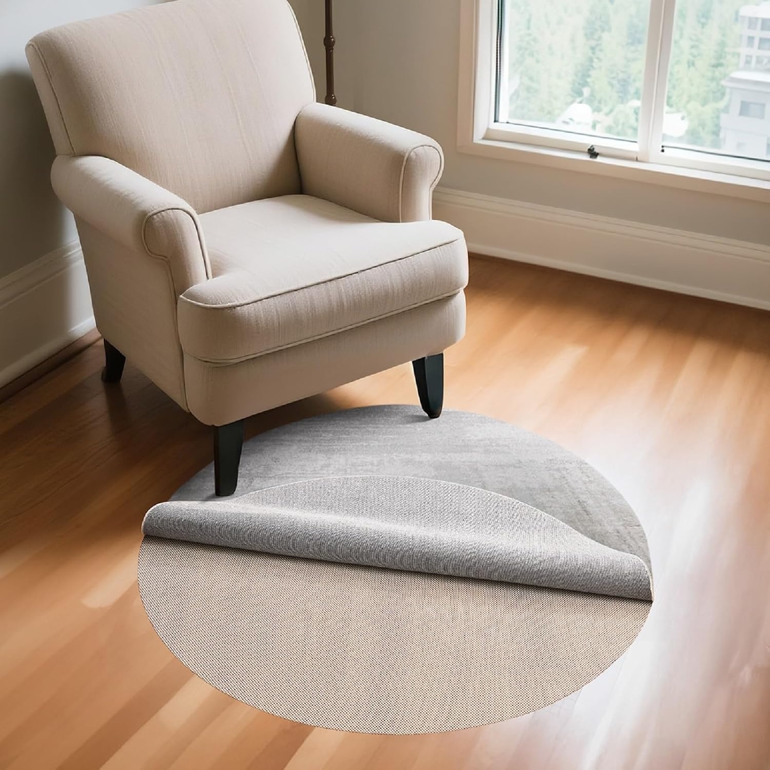 image:imageVeken 6 Ft Round Rug Pad Gripper for Hardwood Floors Non Slip Circle Rug Pads for Area Rugs Thick Rug Grippers for Tile Floors Under Carpet Anti Skid Mat Keep Your Rugs Safe and in Place2 Round