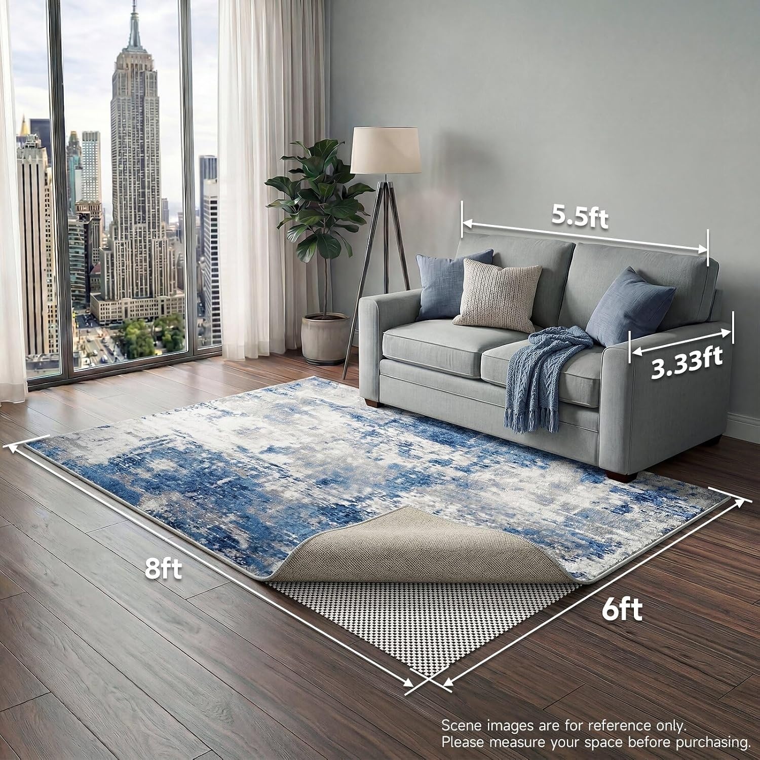 image:imageVeken 6 Ft Round Rug Pad Gripper for Hardwood Floors Non Slip Circle Rug Pads for Area Rugs Thick Rug Grippers for Tile Floors Under Carpet Anti Skid Mat Keep Your Rugs Safe and in Place6 x 8 Rectangular