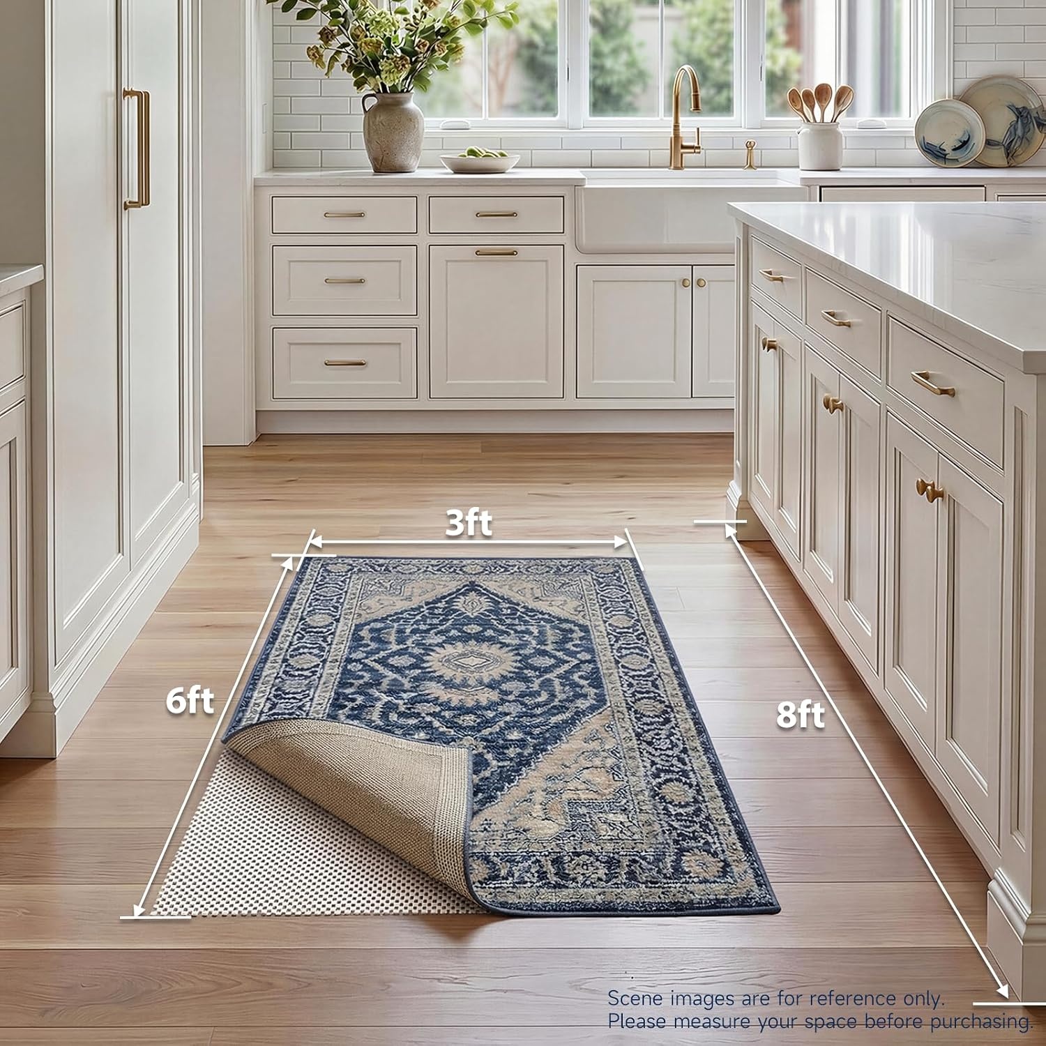 image:imageVeken 6 Ft Round Rug Pad Gripper for Hardwood Floors Non Slip Circle Rug Pads for Area Rugs Thick Rug Grippers for Tile Floors Under Carpet Anti Skid Mat Keep Your Rugs Safe and in Place3 x 6 Rectangular