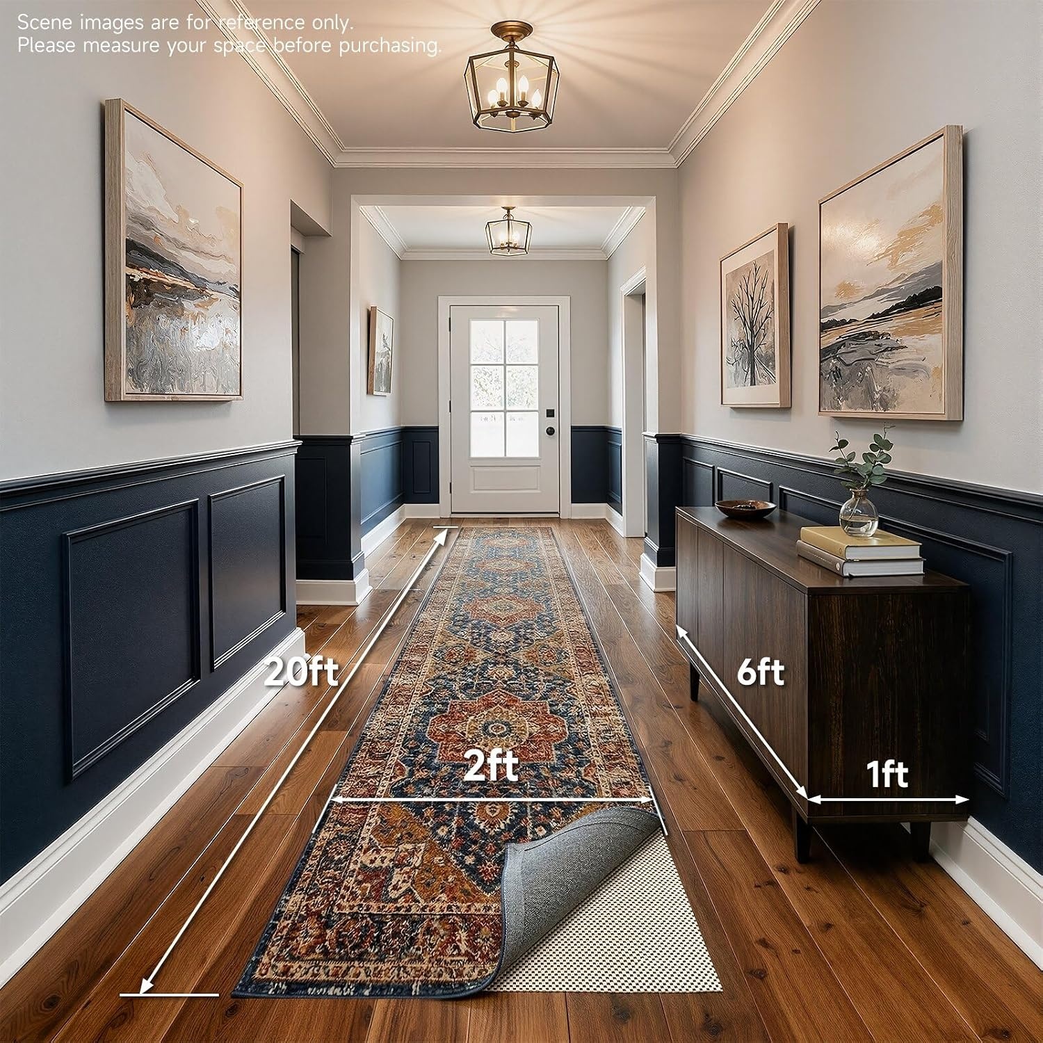 image:imageVeken 6 Ft Round Rug Pad Gripper for Hardwood Floors Non Slip Circle Rug Pads for Area Rugs Thick Rug Grippers for Tile Floors Under Carpet Anti Skid Mat Keep Your Rugs Safe and in Place2 x 20 Rectangular