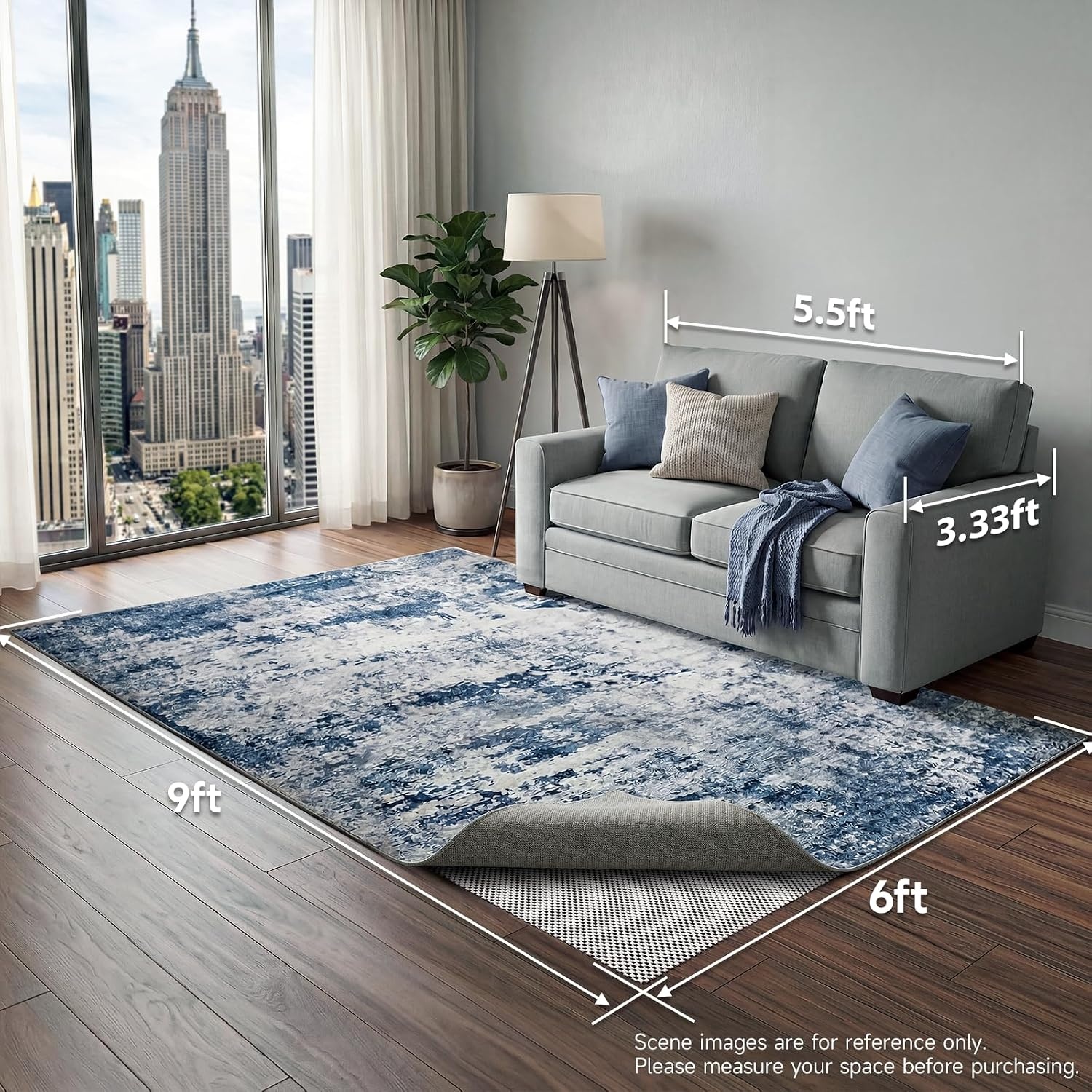 image:imageVeken 6 Ft Round Rug Pad Gripper for Hardwood Floors Non Slip Circle Rug Pads for Area Rugs Thick Rug Grippers for Tile Floors Under Carpet Anti Skid Mat Keep Your Rugs Safe and in Place6 x 9 Rectangular