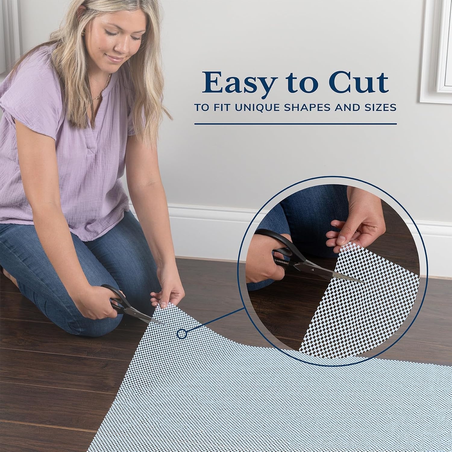 image:imageVeken 9x12 Ft Rug Pad Gripper for Hardwood Floors Non Slip Dark Grey Rug Pads for Area Rug Thick Rug Grippers for Tile Floor Under Carpet Anti Skid Mat with Over 99 Pieces AntiSlip Square PatternGrey Blue