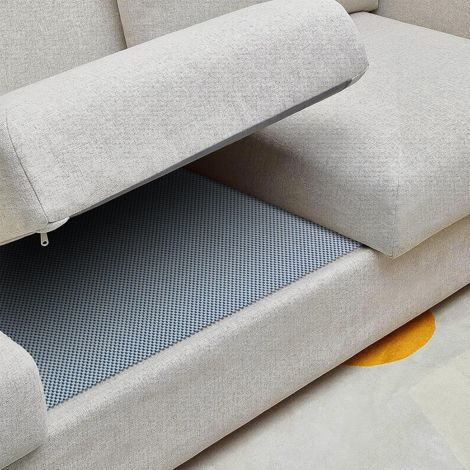 image:imageVeken 9x12 Ft Rug Pad Gripper for Hardwood Floors Non Slip Dark Grey Rug Pads for Area Rug Thick Rug Grippers for Tile Floor Under Carpet Anti Skid Mat with Over 99 Pieces AntiSlip Square PatternGrey Blue