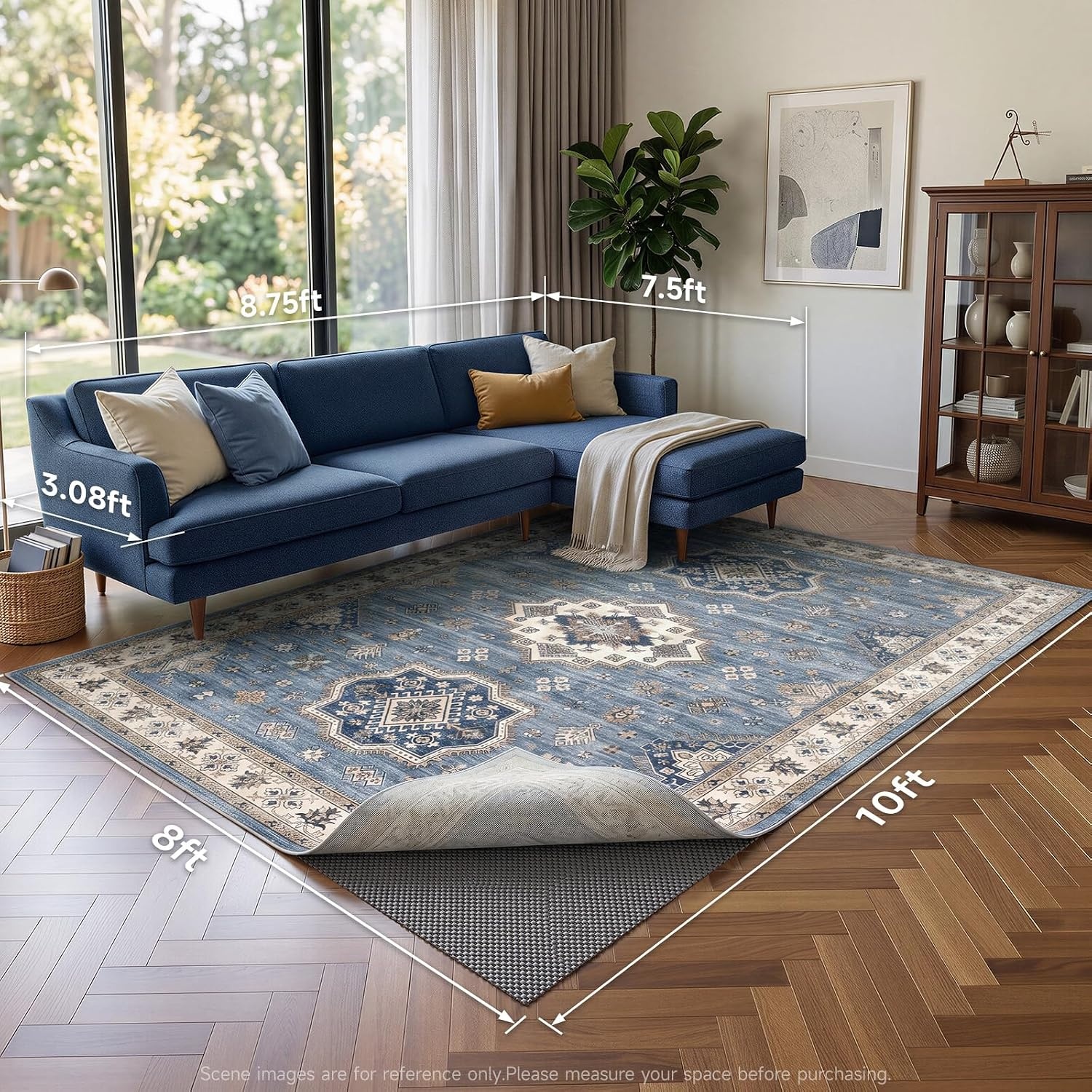 image:imageVeken 9x12 Ft Rug Pad Gripper for Hardwood Floors Non Slip Dark Grey Rug Pads for Area Rug Thick Rug Grippers for Tile Floor Under Carpet Anti Skid Mat with Over 99 Pieces AntiSlip Square PatternDark Grey