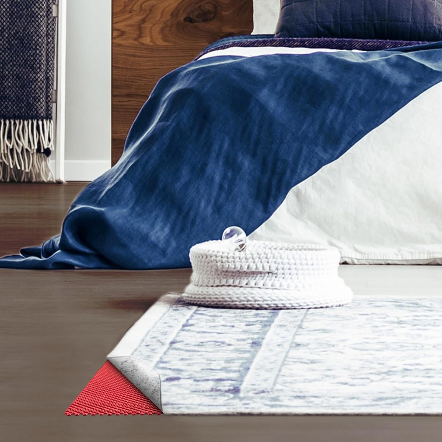 image:imageVeken 9x12 Ft Rug Pad Gripper for Hardwood Floors Non Slip Dark Grey Rug Pads for Area Rug Thick Rug Grippers for Tile Floor Under Carpet Anti Skid Mat with Over 99 Pieces AntiSlip Square PatternRed
