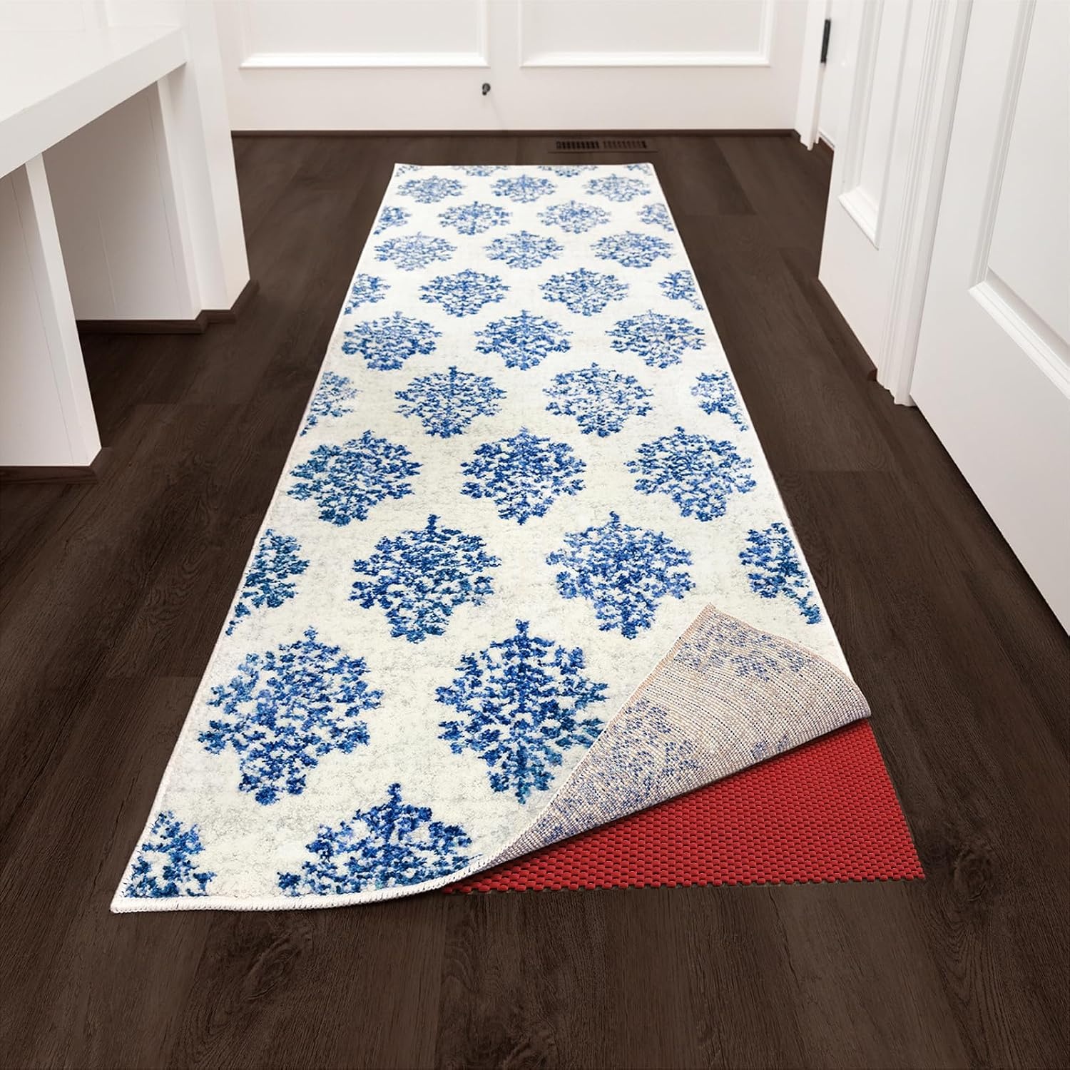 image:imageVeken 9x12 Ft Rug Pad Gripper for Hardwood Floors Non Slip Dark Grey Rug Pads for Area Rug Thick Rug Grippers for Tile Floor Under Carpet Anti Skid Mat with Over 99 Pieces AntiSlip Square PatternRed