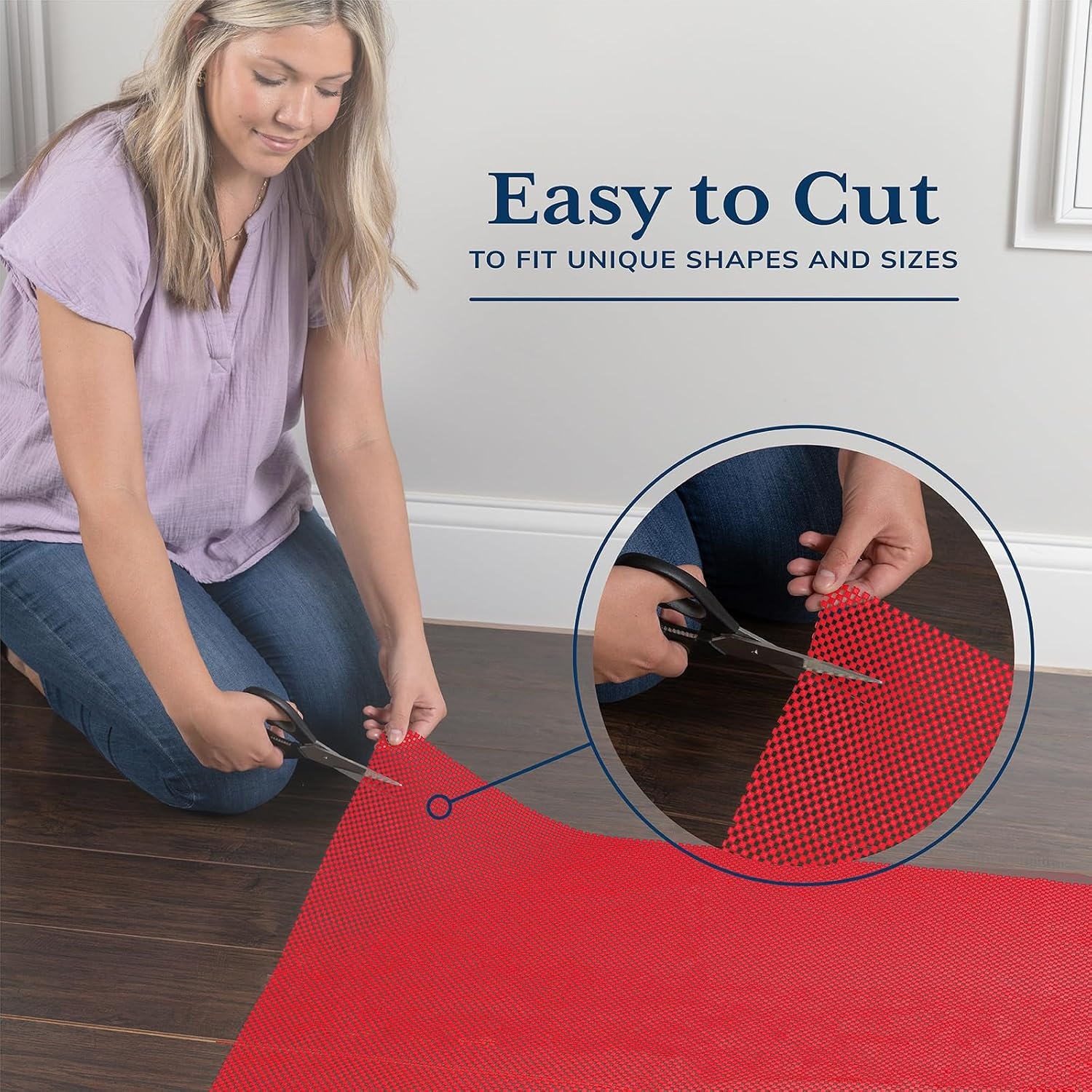 image:imageVeken 9x12 Ft Rug Pad Gripper for Hardwood Floors Non Slip Dark Grey Rug Pads for Area Rug Thick Rug Grippers for Tile Floor Under Carpet Anti Skid Mat with Over 99 Pieces AntiSlip Square PatternRed