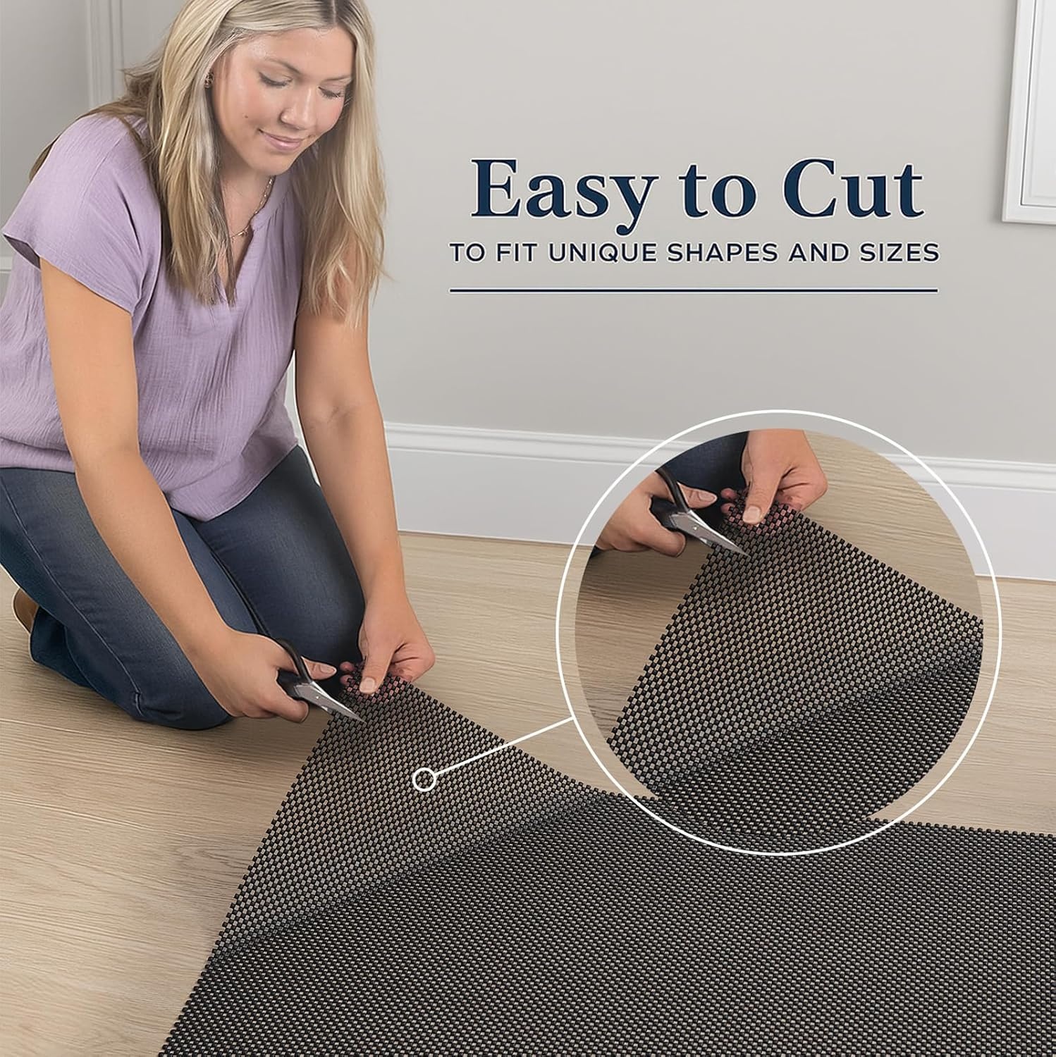 image:imageVeken 9x12 Ft Rug Pad Gripper for Hardwood Floors Non Slip Dark Grey Rug Pads for Area Rug Thick Rug Grippers for Tile Floor Under Carpet Anti Skid Mat with Over 99 Pieces AntiSlip Square PatternBlack