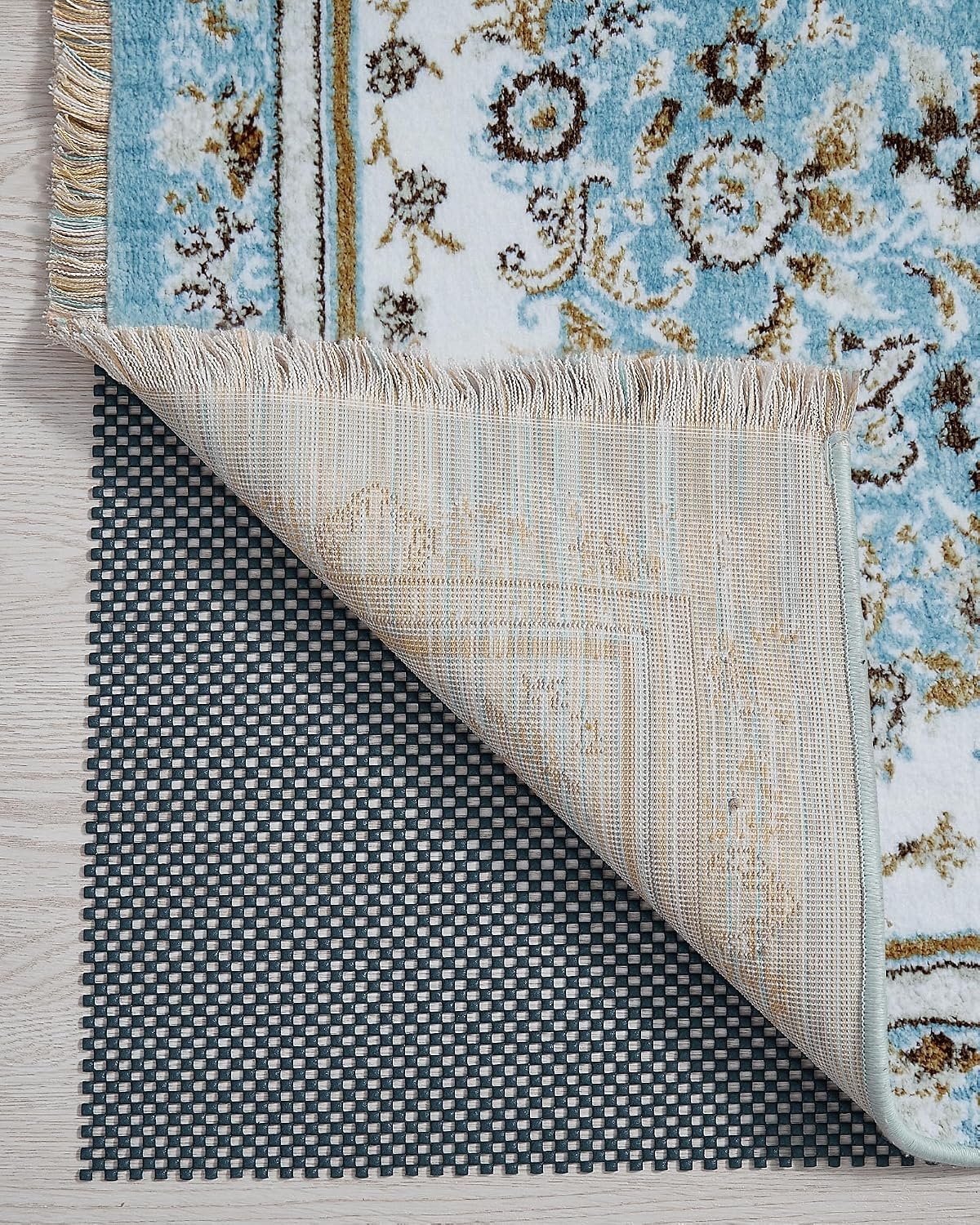 image:imageVeken 9x12 Ft Rug Pad Gripper for Hardwood Floors Non Slip Dark Grey Rug Pads for Area Rug Thick Rug Grippers for Tile Floor Under Carpet Anti Skid Mat with Over 99 Pieces AntiSlip Square PatternDark Blue