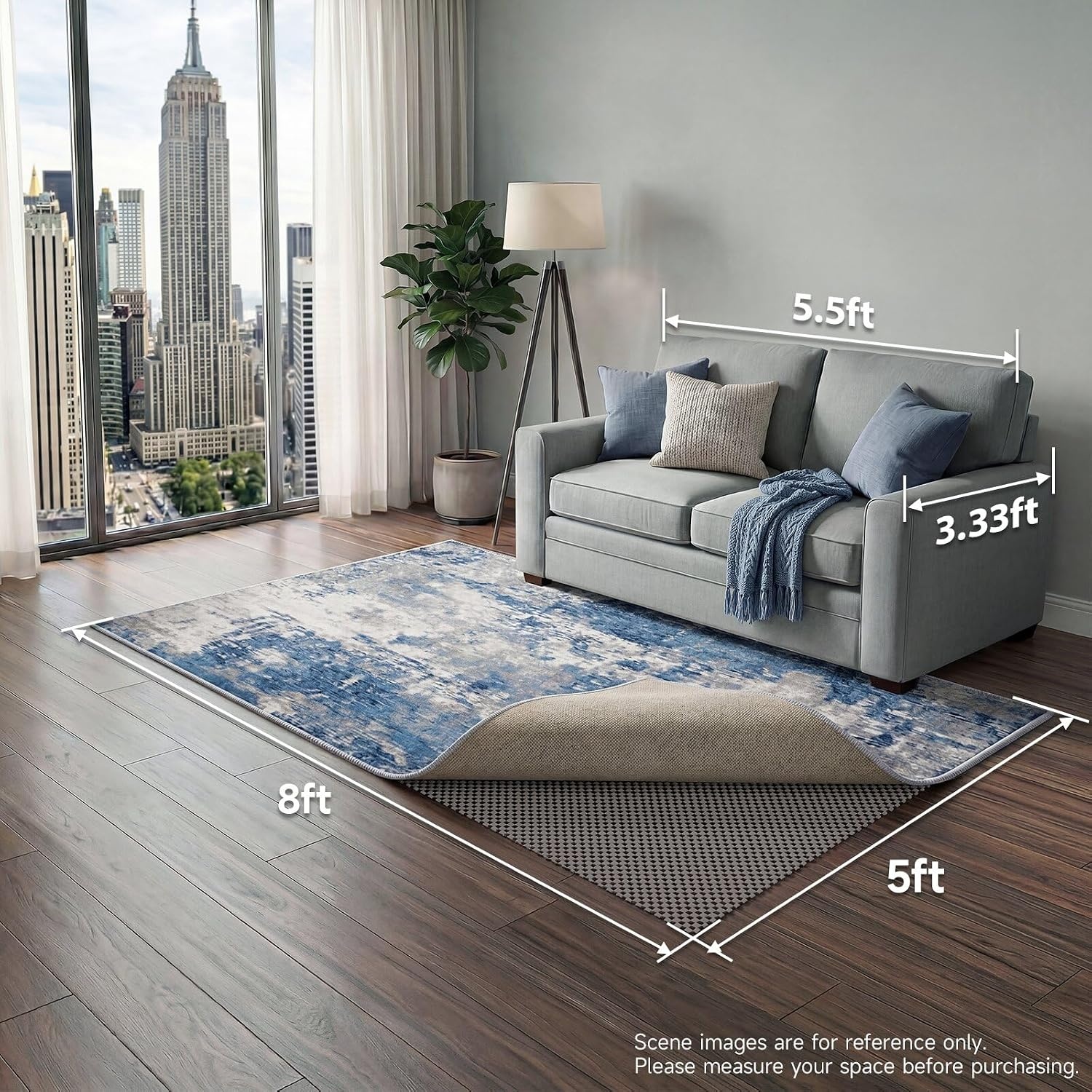 image:imageVeken 9x12 Ft Rug Pad Gripper for Hardwood Floors Non Slip Dark Grey Rug Pads for Area Rug Thick Rug Grippers for Tile Floor Under Carpet Anti Skid Mat with Over 99 Pieces AntiSlip Square PatternDark Grey