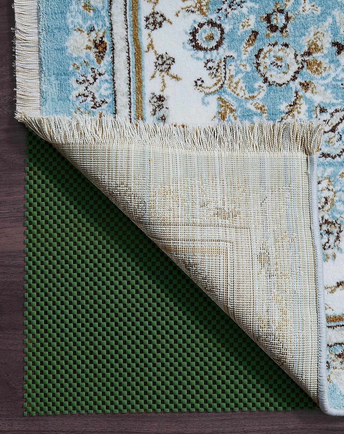 image:imageVeken 9x12 Ft Rug Pad Gripper for Hardwood Floors Non Slip Dark Grey Rug Pads for Area Rug Thick Rug Grippers for Tile Floor Under Carpet Anti Skid Mat with Over 99 Pieces AntiSlip Square PatternDark Green