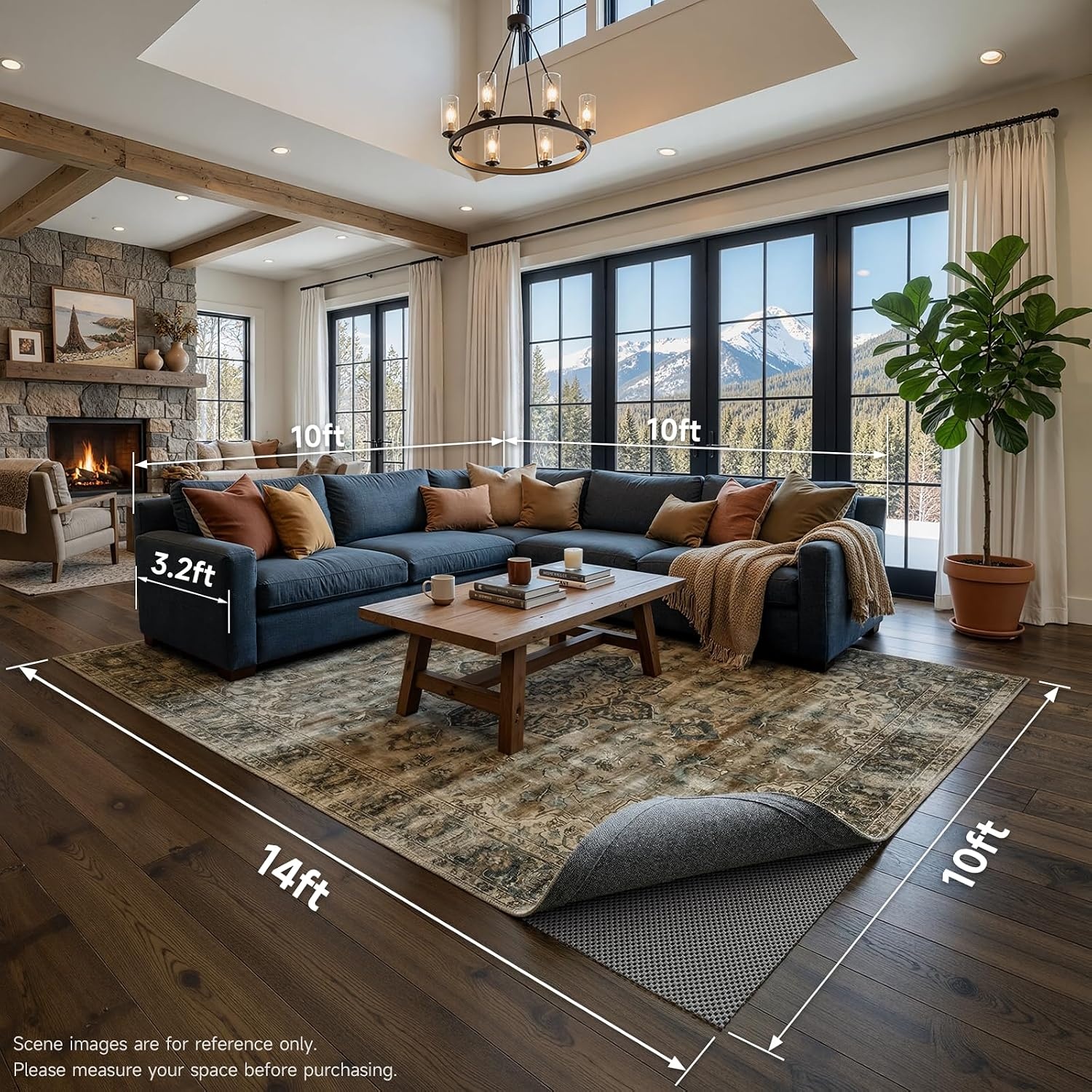 image:imageVeken 9x12 Ft Rug Pad Gripper for Hardwood Floors Non Slip Dark Grey Rug Pads for Area Rug Thick Rug Grippers for Tile Floor Under Carpet Anti Skid Mat with Over 99 Pieces AntiSlip Square PatternDark Grey