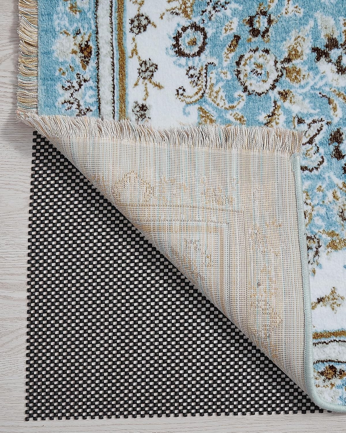 image:imageVeken 9x12 Ft Rug Pad Gripper for Hardwood Floors Non Slip Dark Grey Rug Pads for Area Rug Thick Rug Grippers for Tile Floor Under Carpet Anti Skid Mat with Over 99 Pieces AntiSlip Square PatternBlack