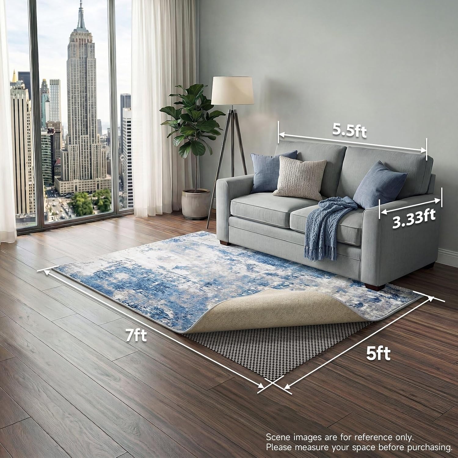 image:imageVeken 9x12 Ft Rug Pad Gripper for Hardwood Floors Non Slip Dark Grey Rug Pads for Area Rug Thick Rug Grippers for Tile Floor Under Carpet Anti Skid Mat with Over 99 Pieces AntiSlip Square PatternDark Grey