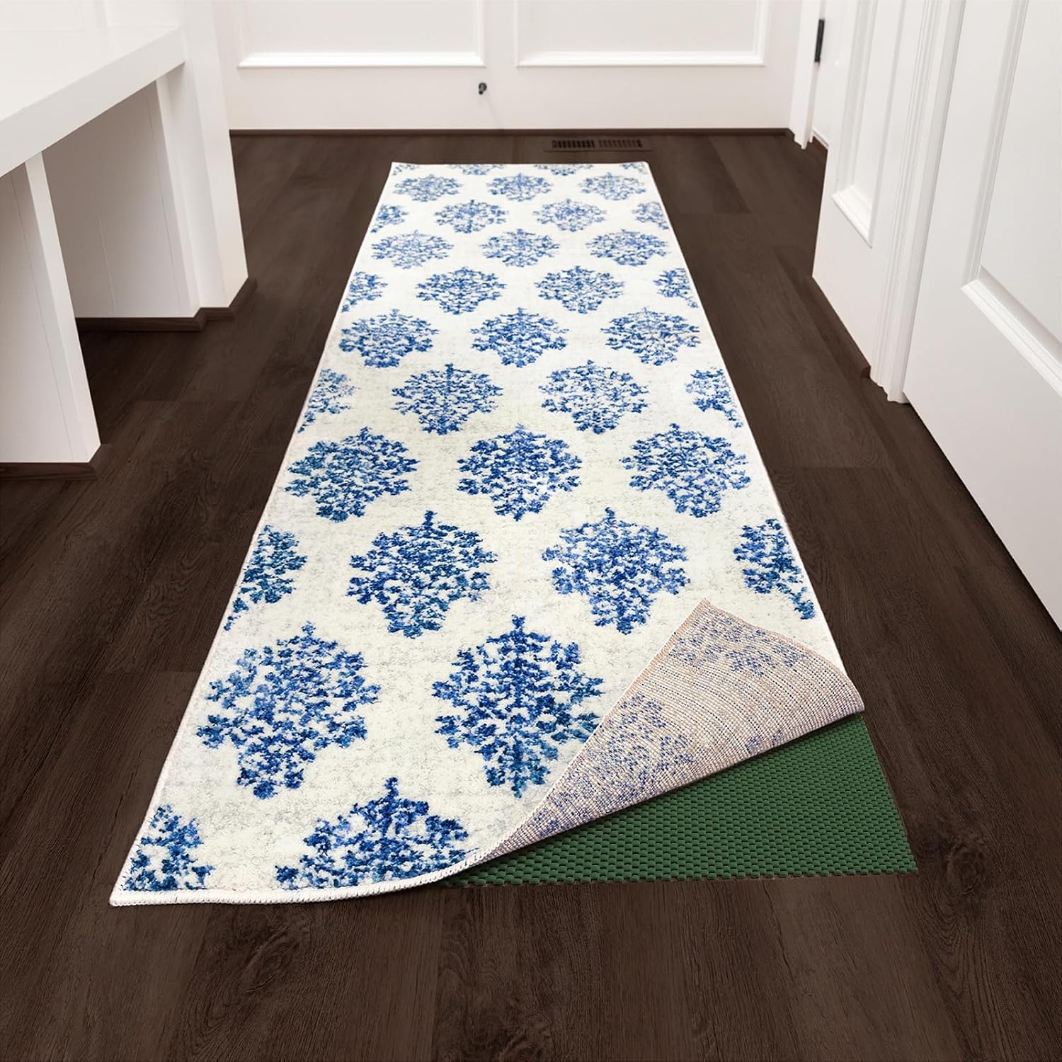 image:imageVeken 9x12 Ft Rug Pad Gripper for Hardwood Floors Non Slip Dark Grey Rug Pads for Area Rug Thick Rug Grippers for Tile Floor Under Carpet Anti Skid Mat with Over 99 Pieces AntiSlip Square PatternDark Green