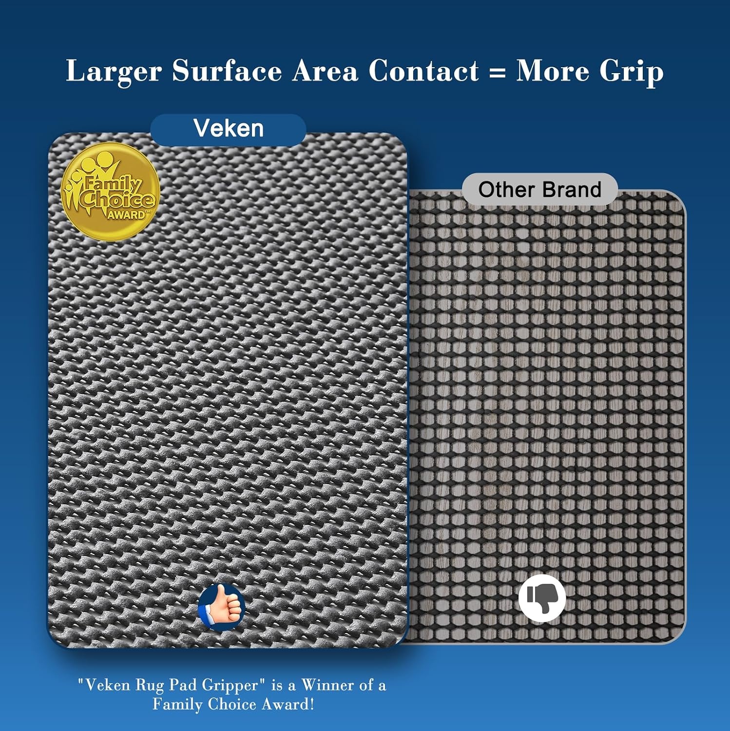 image:imageVeken 9x12 Ft Rug Pad Gripper for Hardwood Floors Non Slip Dark Grey Rug Pads for Area Rug Thick Rug Grippers for Tile Floor Under Carpet Anti Skid Mat with Over 99 Pieces AntiSlip Square PatternDark Grey