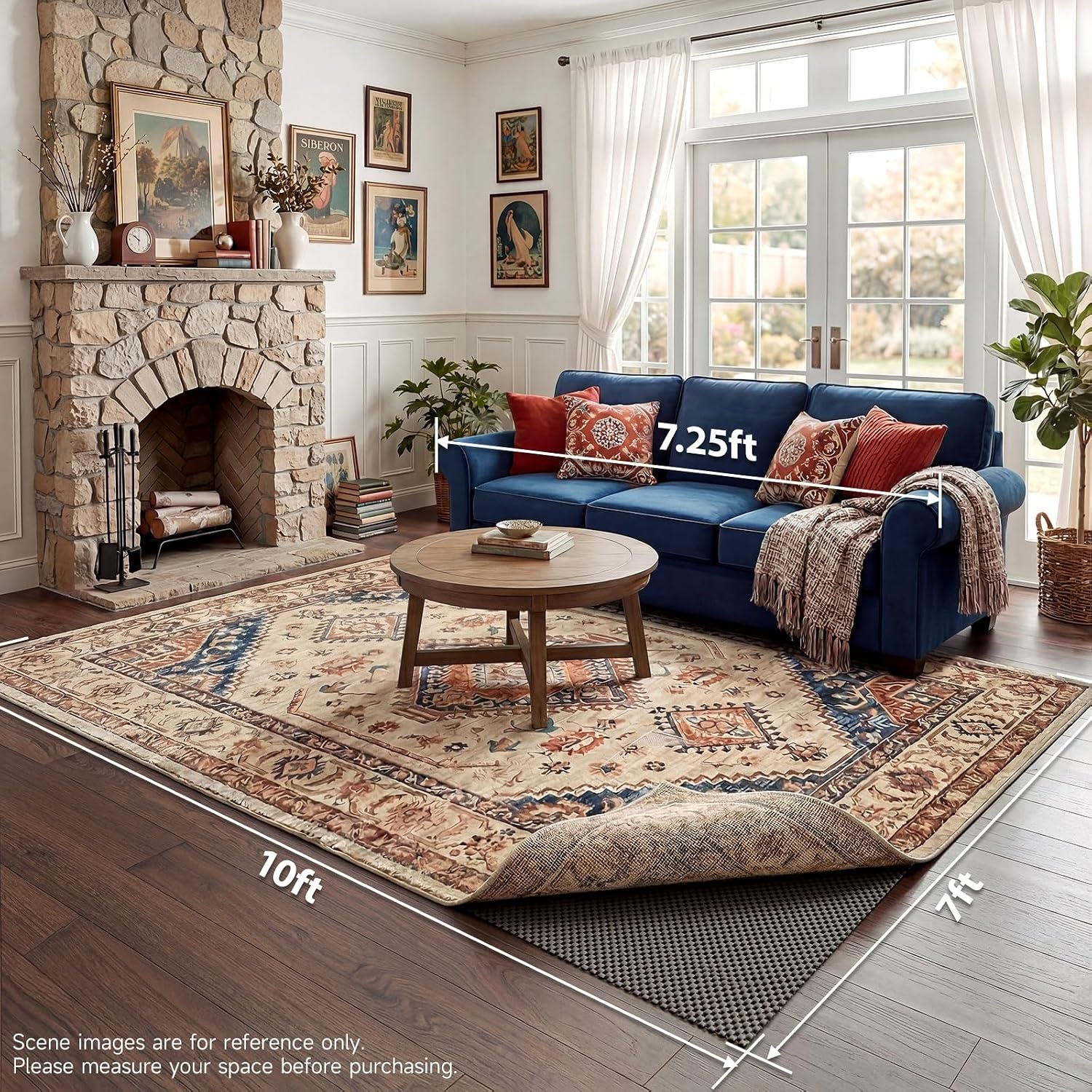 image:imageVeken 9x12 Ft Rug Pad Gripper for Hardwood Floors Non Slip Dark Grey Rug Pads for Area Rug Thick Rug Grippers for Tile Floor Under Carpet Anti Skid Mat with Over 99 Pieces AntiSlip Square PatternDark Grey