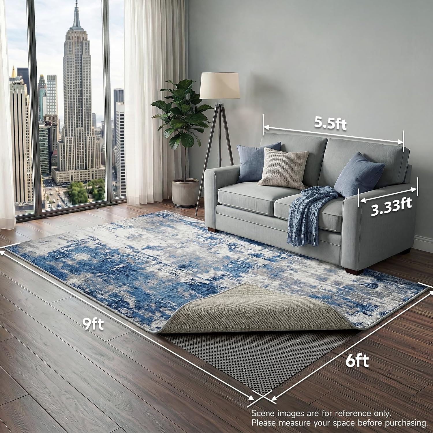 image:imageVeken 9x12 Ft Rug Pad Gripper for Hardwood Floors Non Slip Dark Grey Rug Pads for Area Rug Thick Rug Grippers for Tile Floor Under Carpet Anti Skid Mat with Over 99 Pieces AntiSlip Square PatternDark Grey