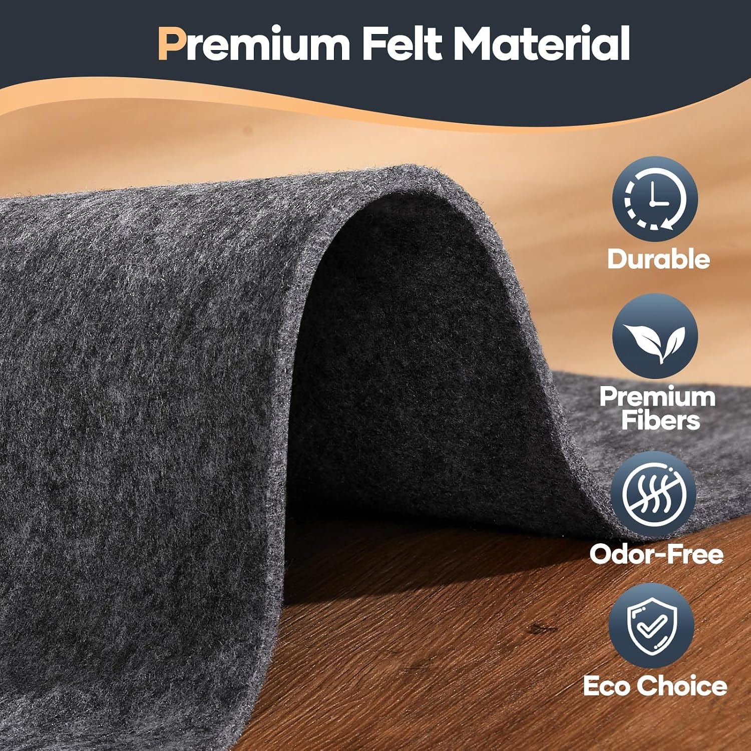 image:imageVeken Felt Cushioned Rug Pad 9 x 12 Ft 12 Inch Thick Dense NeedlePunched Carpet Underlay for Area Rugs Protector Mat for All Hard Floors Including Hardwoods with Over 99 Piece Pile fibersGrey