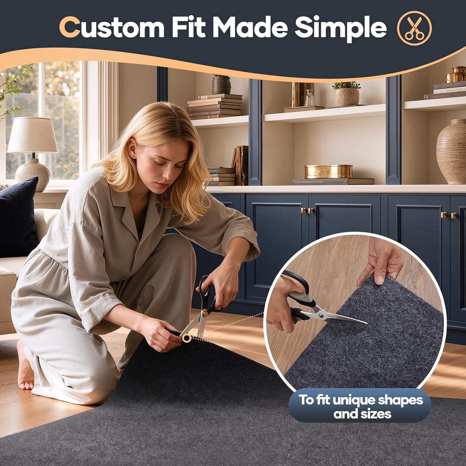 image:imageVeken Felt Cushioned Rug Pad 9 x 12 Ft 12 Inch Thick Dense NeedlePunched Carpet Underlay for Area Rugs Protector Mat for All Hard Floors Including Hardwoods with Over 99 Piece Pile fibersGrey
