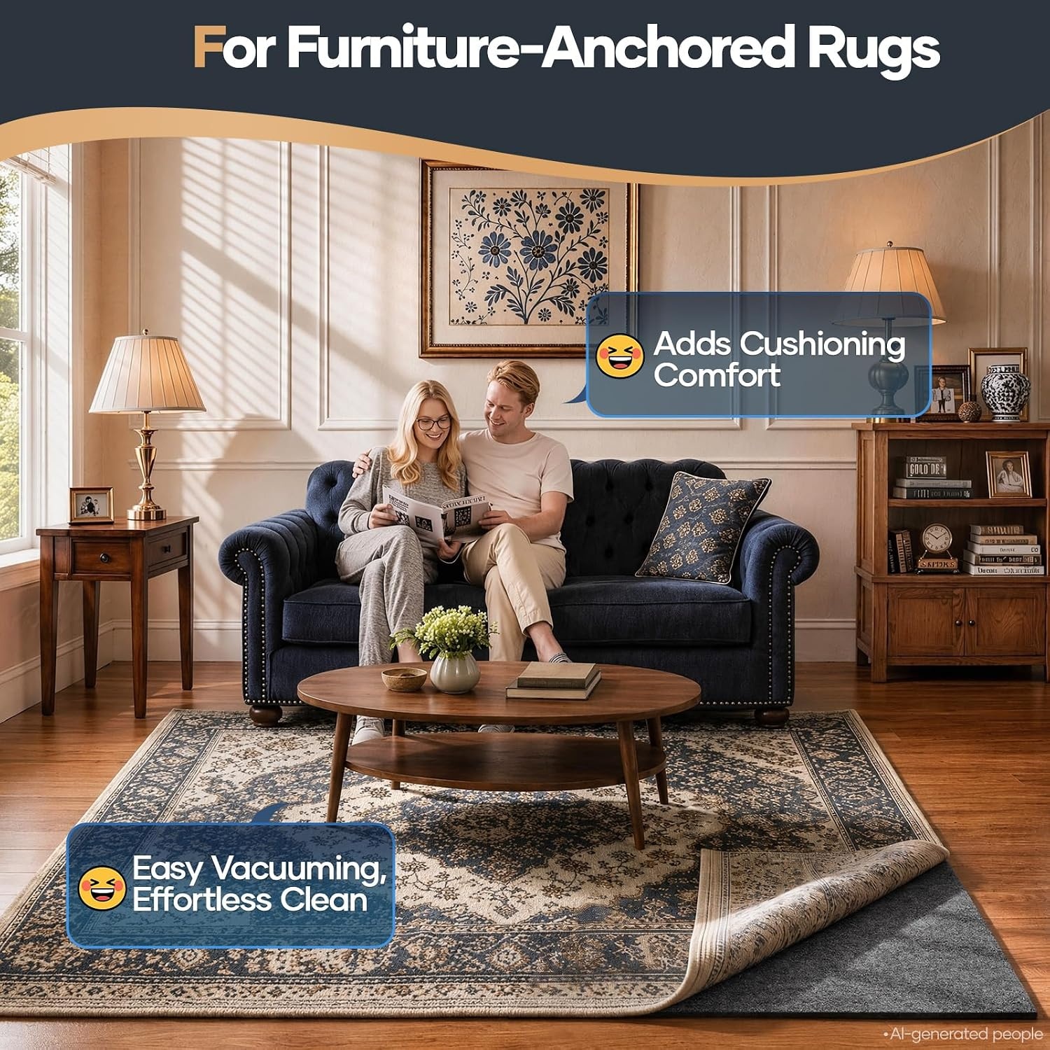 image:imageVeken Felt Cushioned Rug Pad 9 x 12 Ft 12 Inch Thick Dense NeedlePunched Carpet Underlay for Area Rugs Protector Mat for All Hard Floors Including Hardwoods with Over 99 Piece Pile fibersGrey