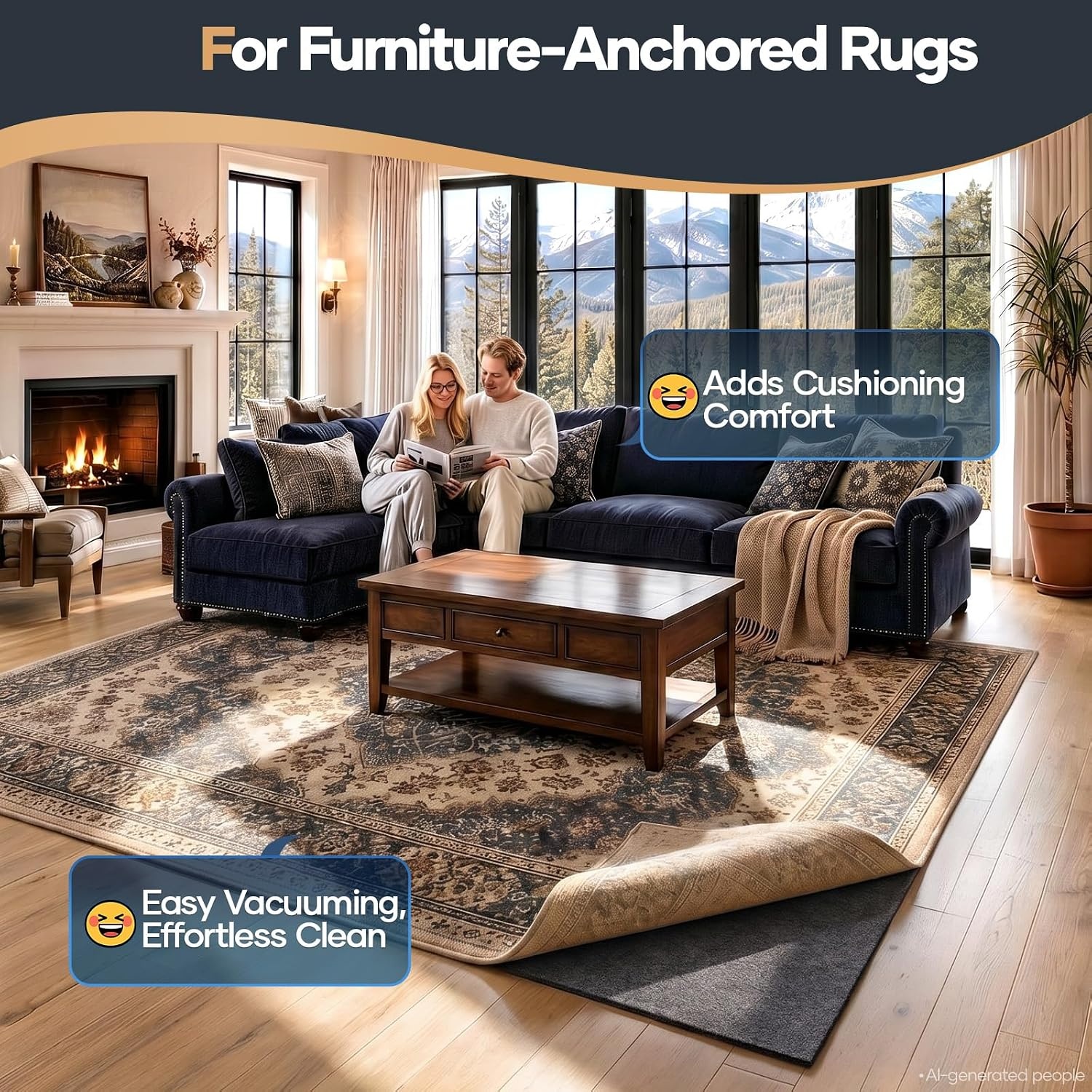 image:imageVeken Felt Cushioned Rug Pad 9 x 12 Ft 12 Inch Thick Dense NeedlePunched Carpet Underlay for Area Rugs Protector Mat for All Hard Floors Including Hardwoods with Over 99 Piece Pile fibersGrey
