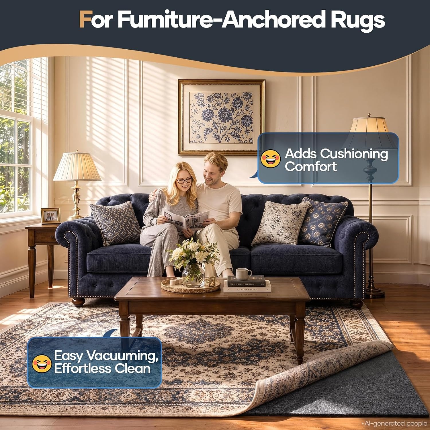 image:imageVeken Felt Cushioned Rug Pad 9 x 12 Ft 12 Inch Thick Dense NeedlePunched Carpet Underlay for Area Rugs Protector Mat for All Hard Floors Including Hardwoods with Over 99 Piece Pile fibersGrey