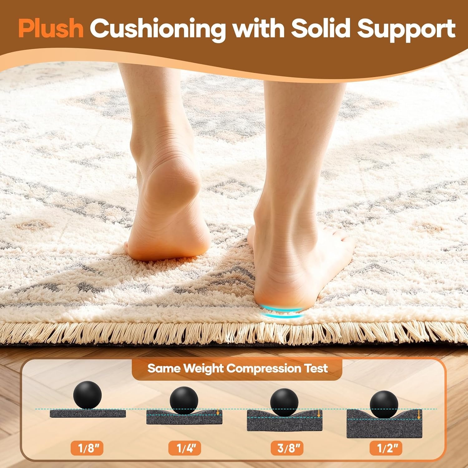 image:imageVeken Non Slip Cushioned Rug Pad Gripper Felt and Silicone Backing 2 x 10 Ft 14 inch Thick Runner Carpet Liner Protector Mat for Area Rugs and Hardwood Floors with 99 Pcs AntiSlip Strips Pattern8 x 10 Rectangular