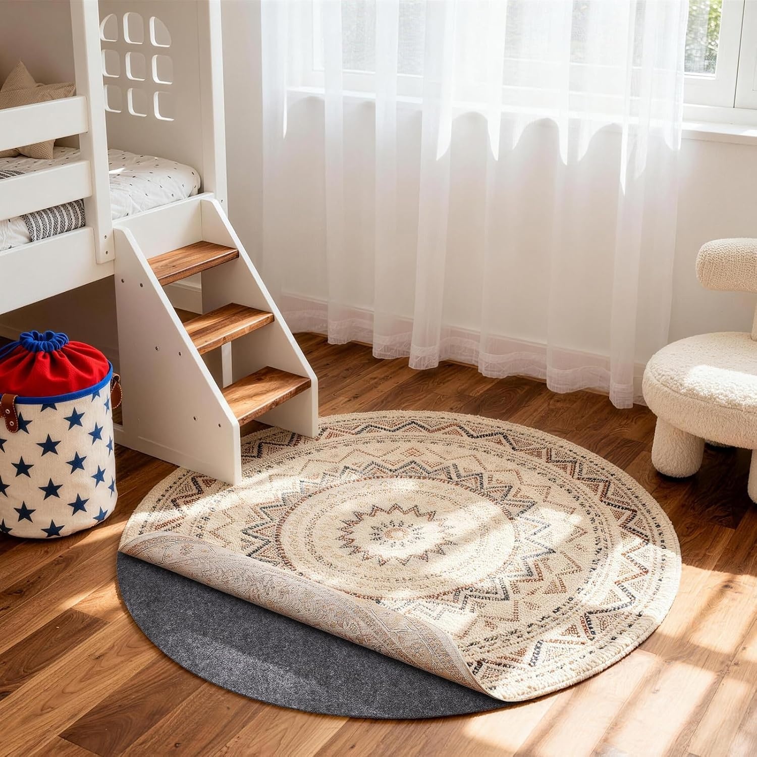 image:imageVeken Non Slip Cushioned Rug Pad Gripper Felt and Silicone Backing 2 x 7 Ft 14 inch Thick Runner Carpet Liner Protector Mat for Area Rugs and Hardwood Floors with 99 Pcs AntiSlip Strips Pattern3Round