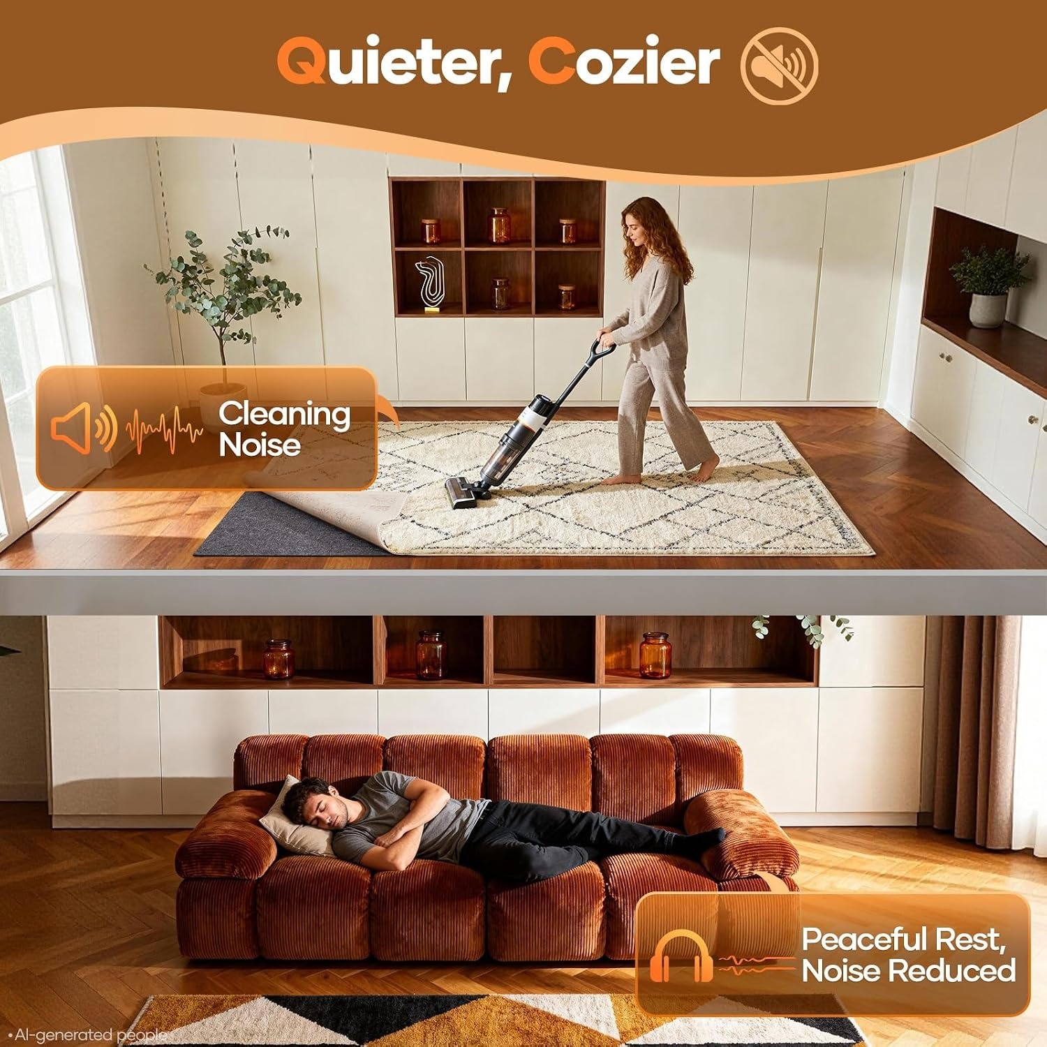 image:imageVeken Non Slip Cushioned Rug Pad Gripper Felt and Silicone Backing 2 x 8 Ft 18 inch Thick Runner Carpet Liner Protector Mat for Area Rugs and Hardwood Floors with 99 Pcs AntiSlip Strips Pattern