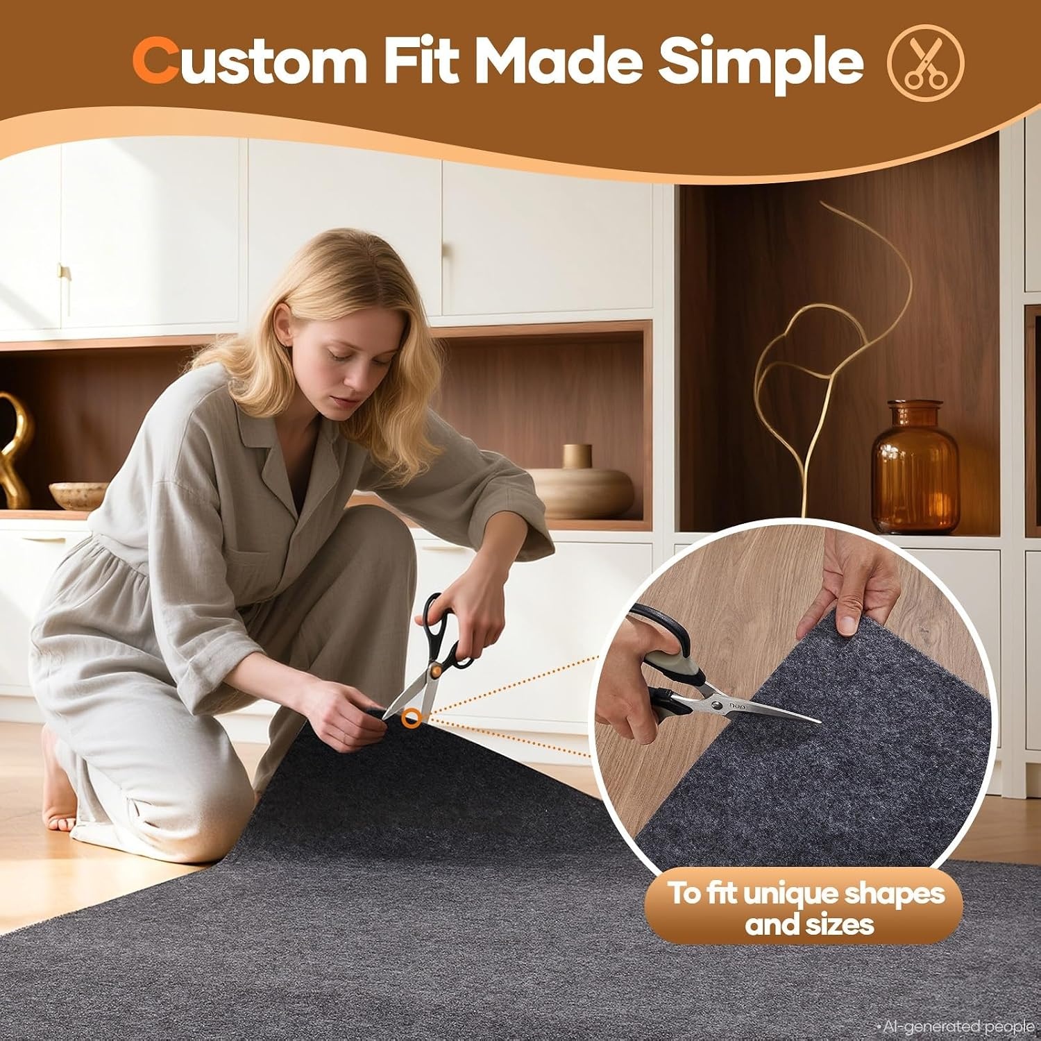 image:imageVeken Non Slip Cushioned Rug Pad Gripper Felt and Silicone Backing 8 x 10 Ft 38 inch Thick Carpet Liner Protector Mat for Area Rugs and Hardwood Floors with Over 99 Pcs AntiSlip Strips Pattern2 x 5 Rectangular