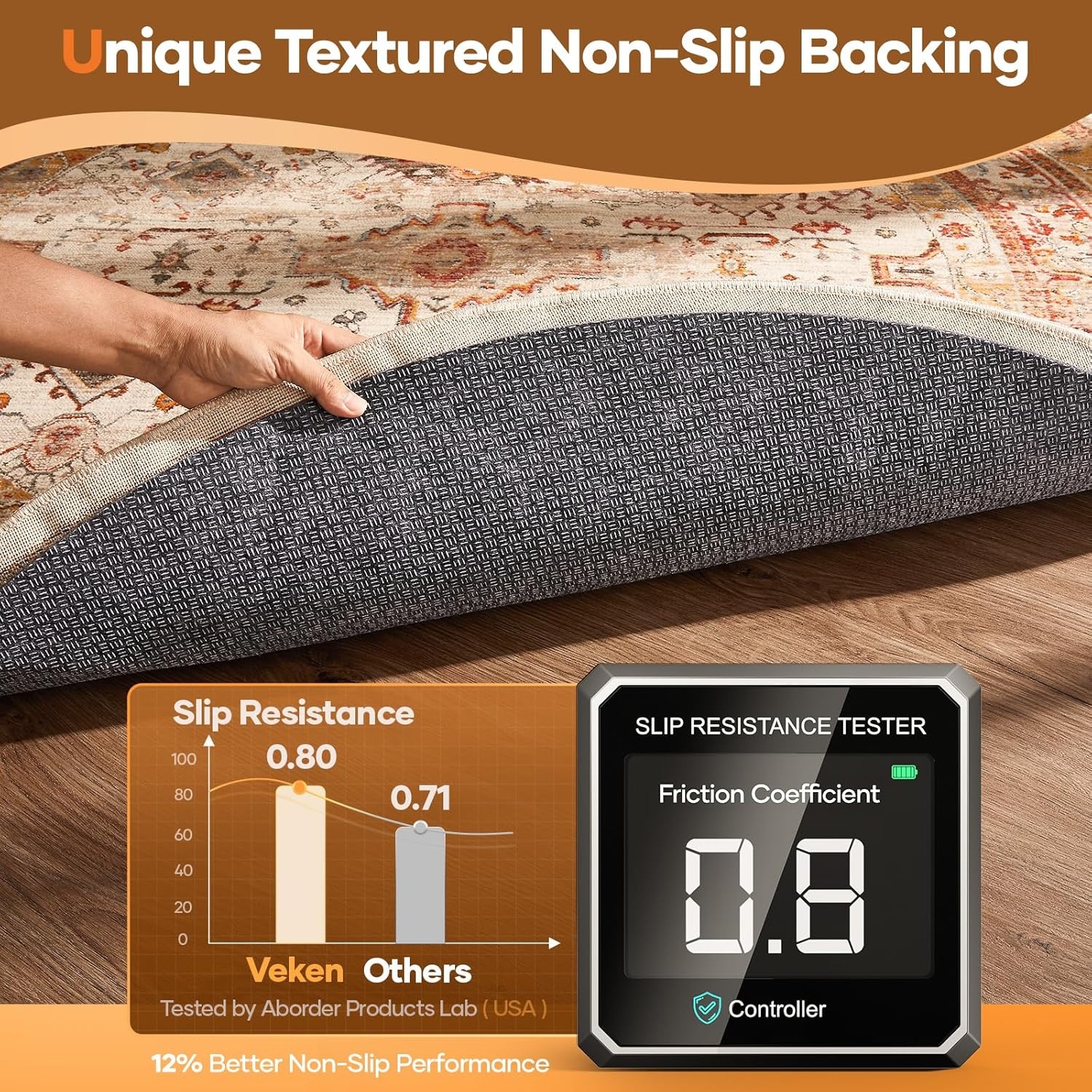 image:imageVeken Non Slip Cushioned Rug Pad Gripper Felt and Silicone Backing 9 x 12 Ft 14 inch Thick Carpet Liner Protector Mat for Area Rugs and Hardwood Floors with Over 99 Pcs AntiSlip Strips Pattern6Round
