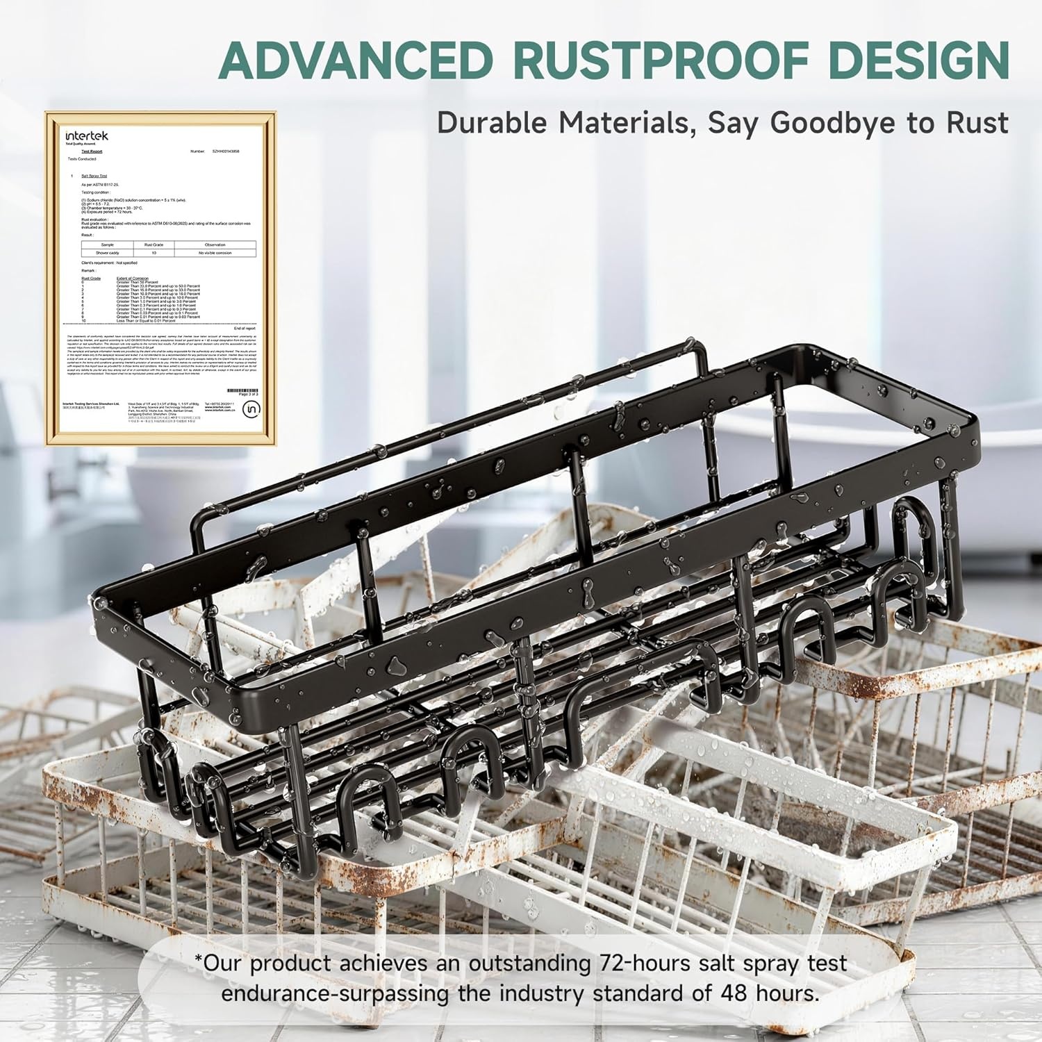 image:imageVeken Shower Caddy 6Pack Bathroom Organizers and Storage Shelves Black Advanced Rustproof Design Large Capacity No Drilling Adhesive Rack with Soap Holder WallMounted Kitchen amp Home DecorBlack
