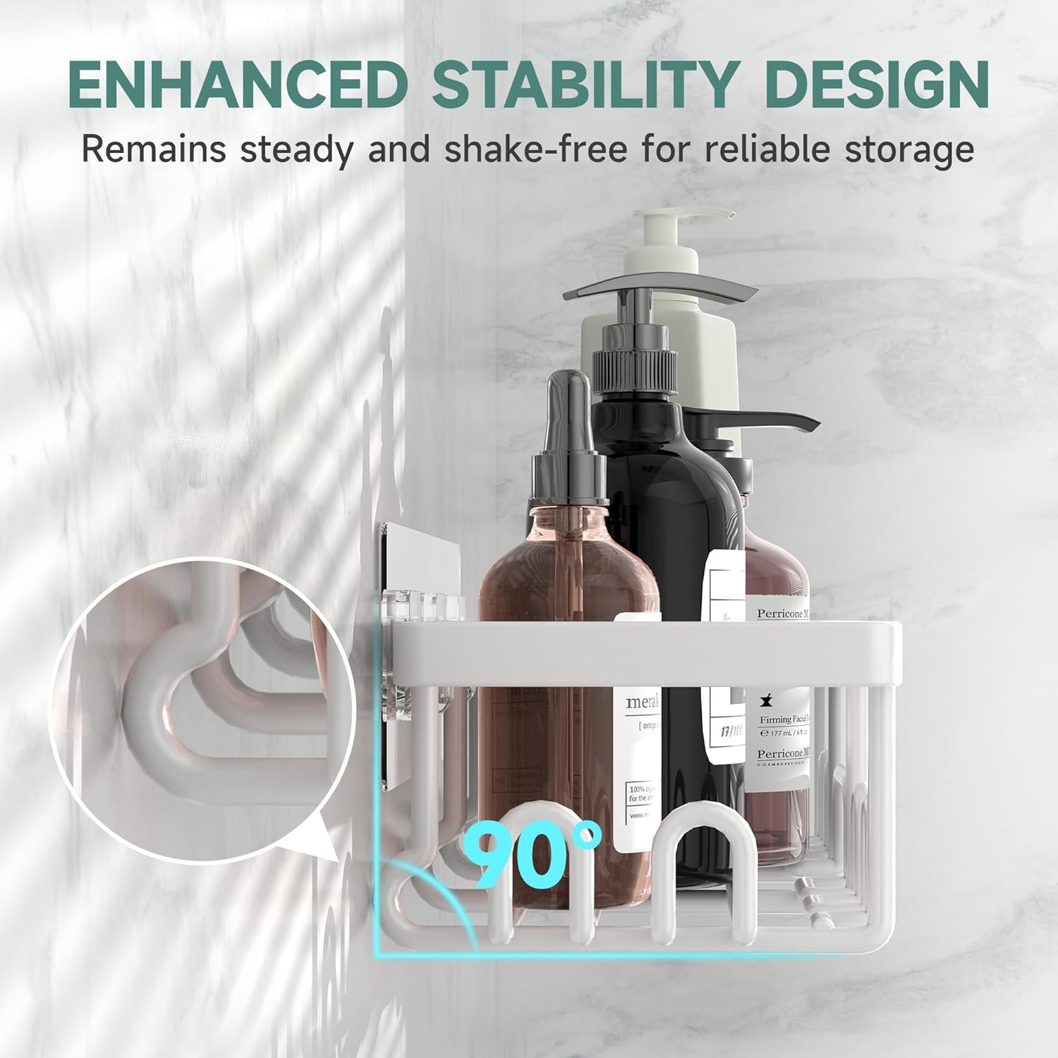 image:imageVeken Shower Caddy 6Pack Bathroom Organizers and Storage Shelves Black Advanced Rustproof Design Large Capacity No Drilling Adhesive Rack with Soap Holder WallMounted Kitchen amp Home DecorWhite