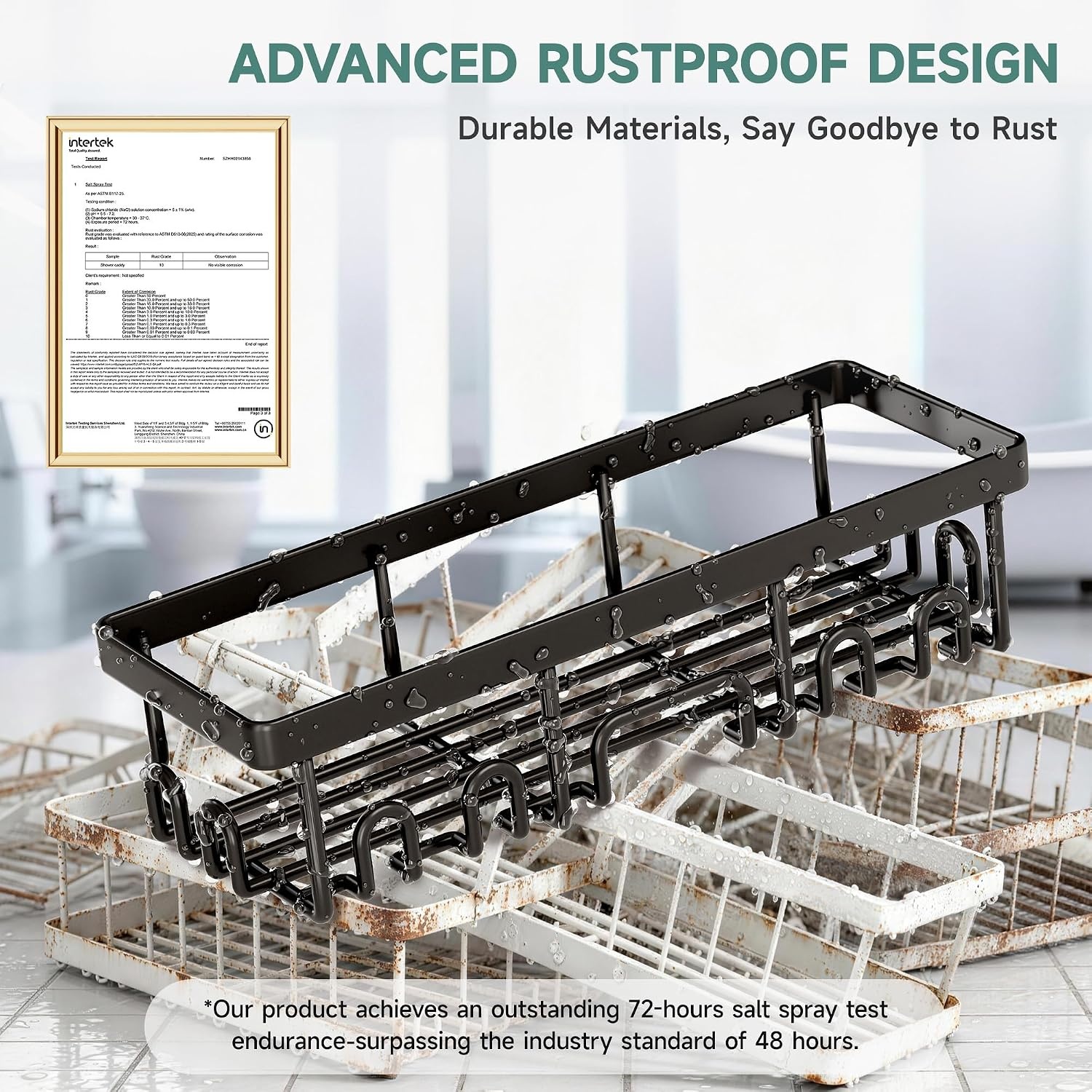 image:imageVeken Shower Caddy 6Pack Bathroom Organizers and Storage Shelves Black Advanced Rustproof Design Large Capacity No Drilling Adhesive Rack with Soap Holder WallMounted Kitchen amp Home DecorBlack