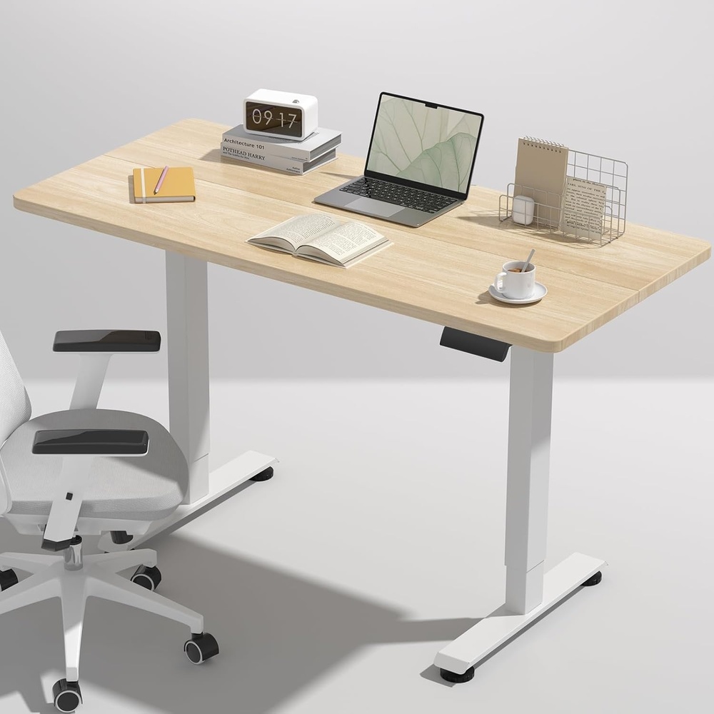 image:imageVeken 472 Inch Large Electric Standing Desk Gaming Table Brown Height Adjustable Sit Stand Up Computer Tables for Home Office Study Writing Suit students employees and group workNatural Wood
