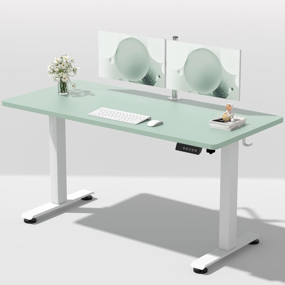 image:imageVeken 472 Inch Large Electric Standing Desk Gaming Table Brown  Height Adjustable Sit Stand Up Computer Tables for Home Office Study  Writing Suit students employees and group workGreen
