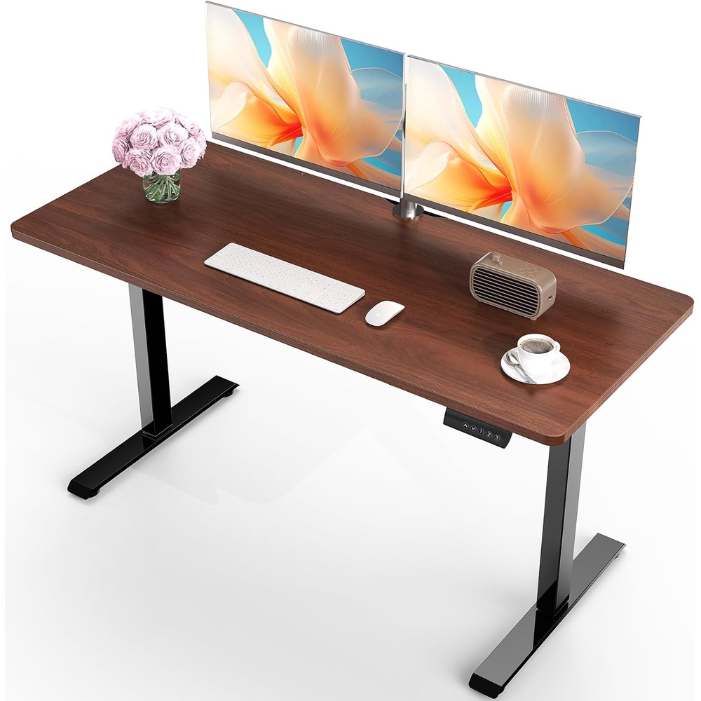 image:imageVeken 472 Inch Large Electric Standing Desk Gaming Table Brown Height Adjustable Sit Stand Up Computer Tables for Home Office Study Writing Suit students employees and group workWalnut