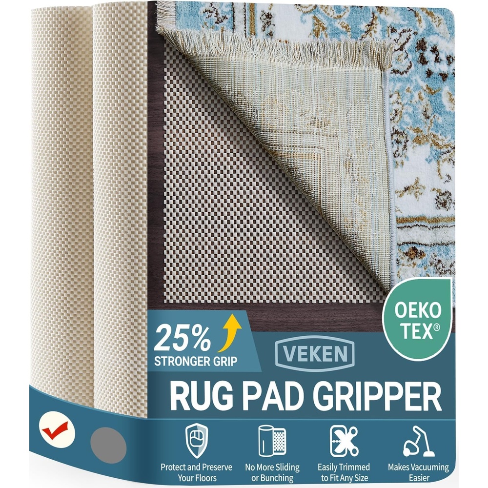 image:imageVeken 6 Ft Round Rug Pad Gripper for Hardwood Floors Non Slip Circle Rug Pads for Area Rugs Thick Rug Grippers for Tile Floors Under Carpet Anti Skid Mat Keep Your Rugs Safe and in Place7 x 10 Rectangular