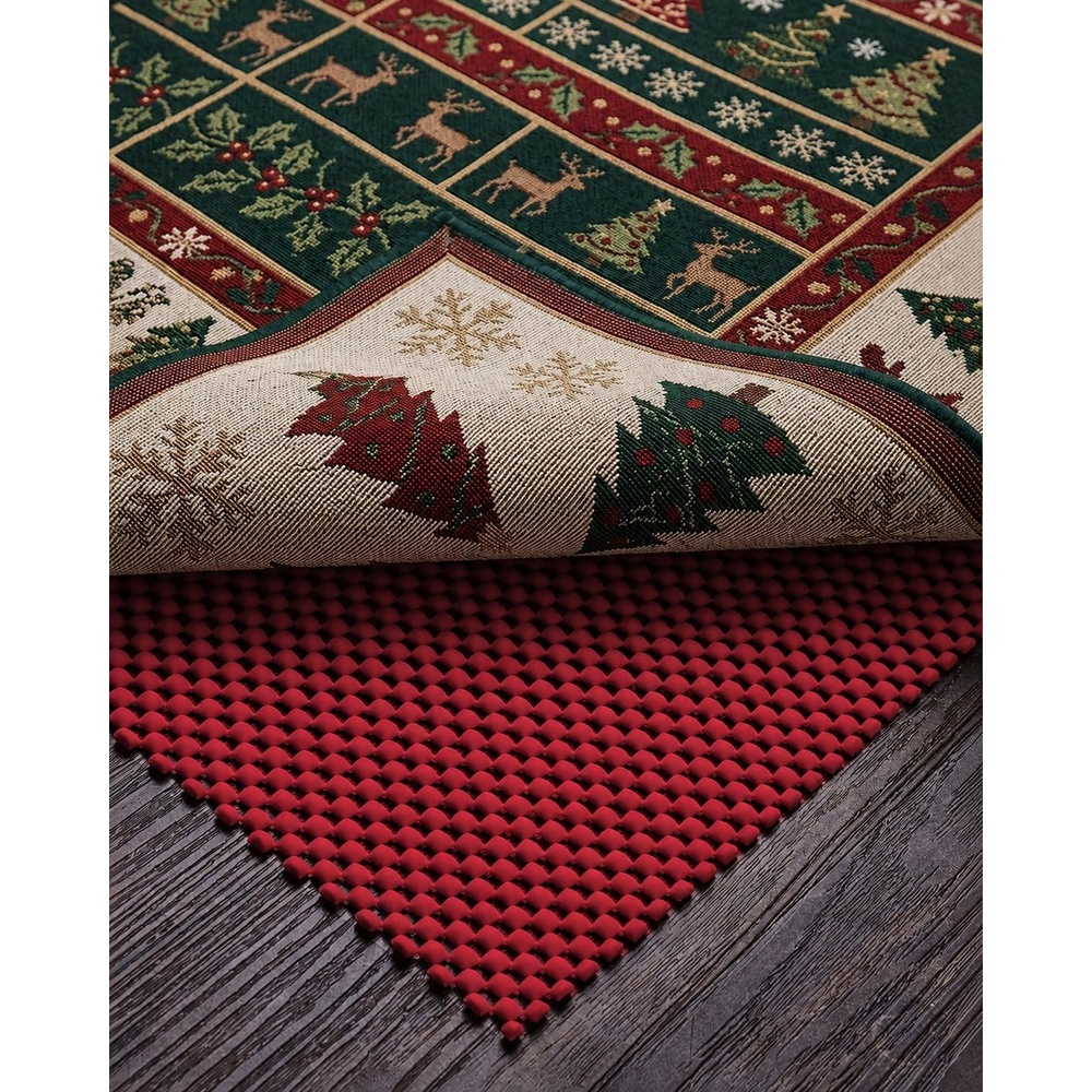 image:imageVeken 9x12 Ft Rug Pad Gripper for Hardwood Floors Non Slip Dark Grey Rug Pads for Area Rug Thick Rug Grippers for Tile Floor Under Carpet Anti Skid Mat with Over 99 Pieces AntiSlip Square PatternRed